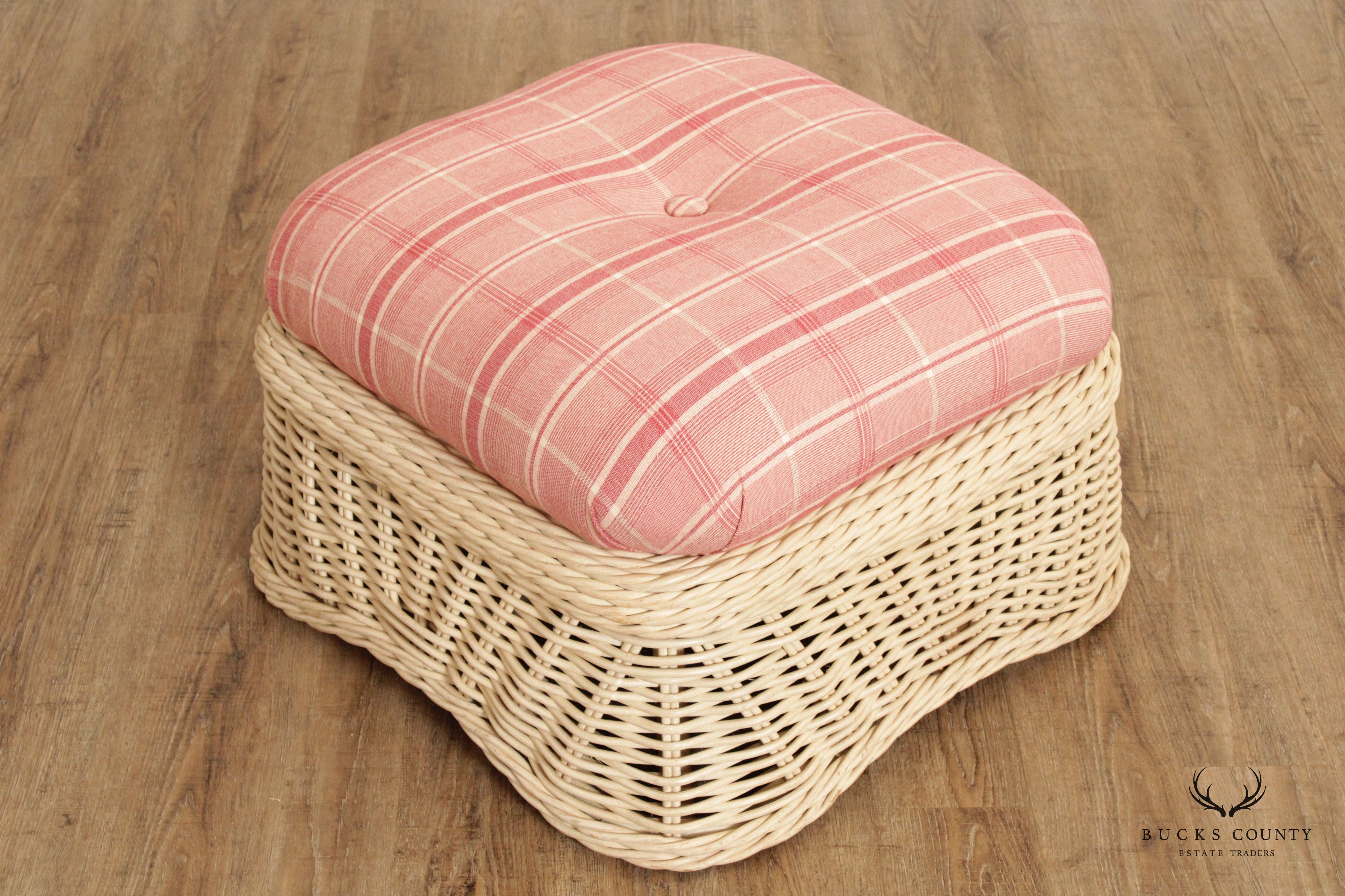 Vintage Quality Woven Wicker Ottoman Footstool