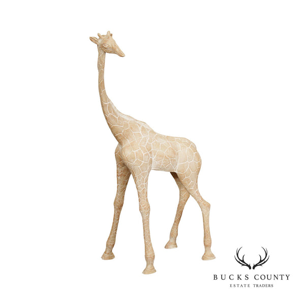 Vintage Carved Wood Giraffe Sculpture