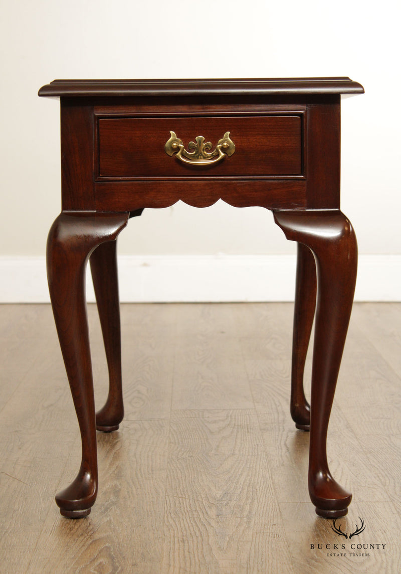 Leopold Stickley Queen Anne Style Cherry One Drawer Side Table