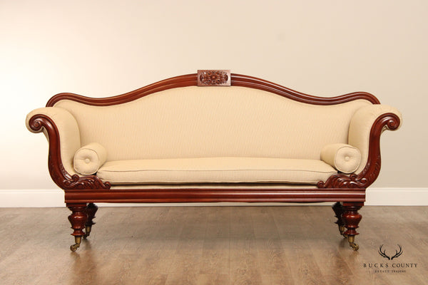 English Regency Carved Mahogany Sofa