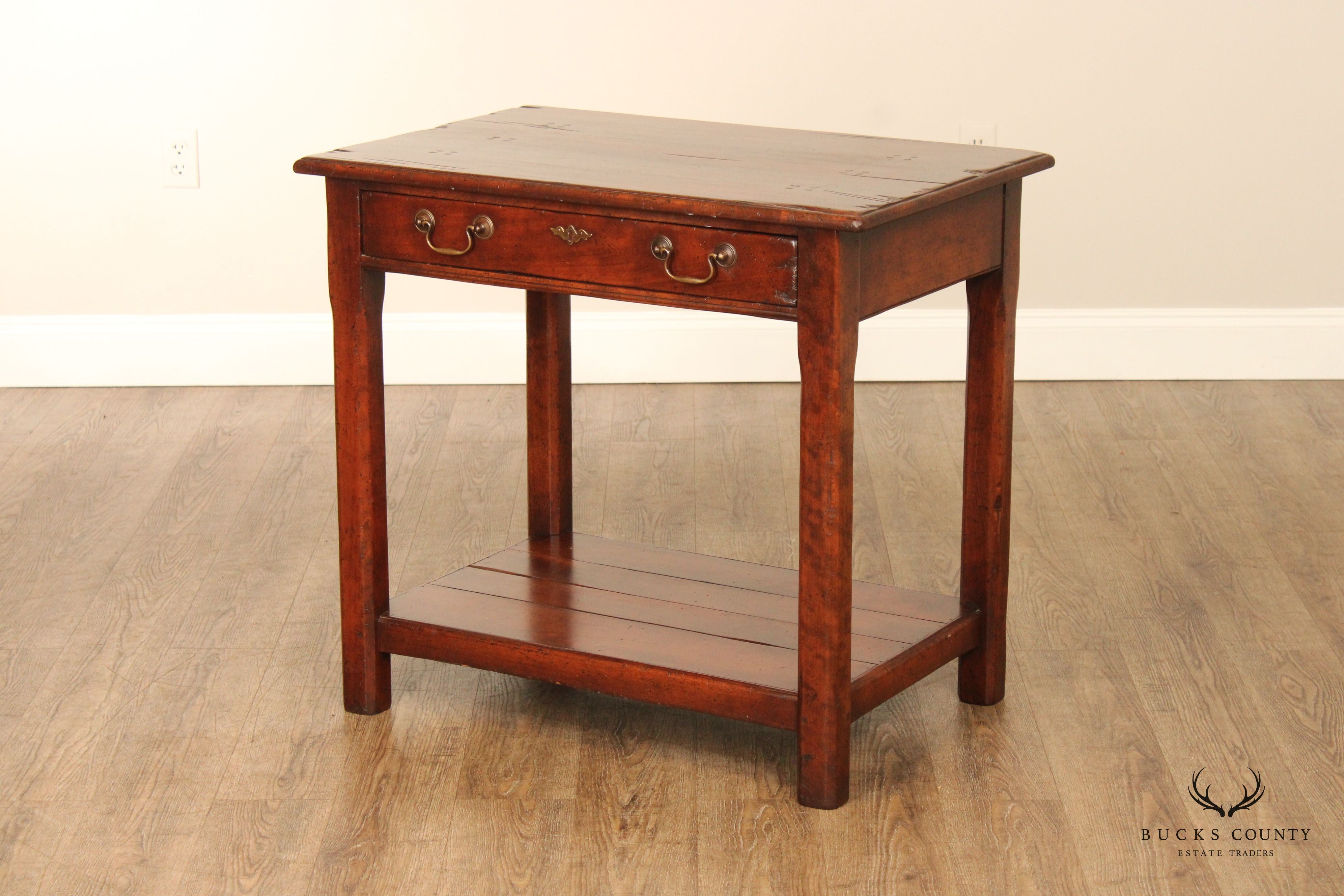 Rustic Chippendale Style One Drawer Two-Tier Work Table