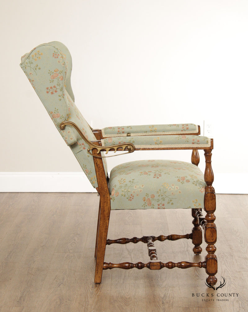 Jacobean Style Reclining Wingback Armchair