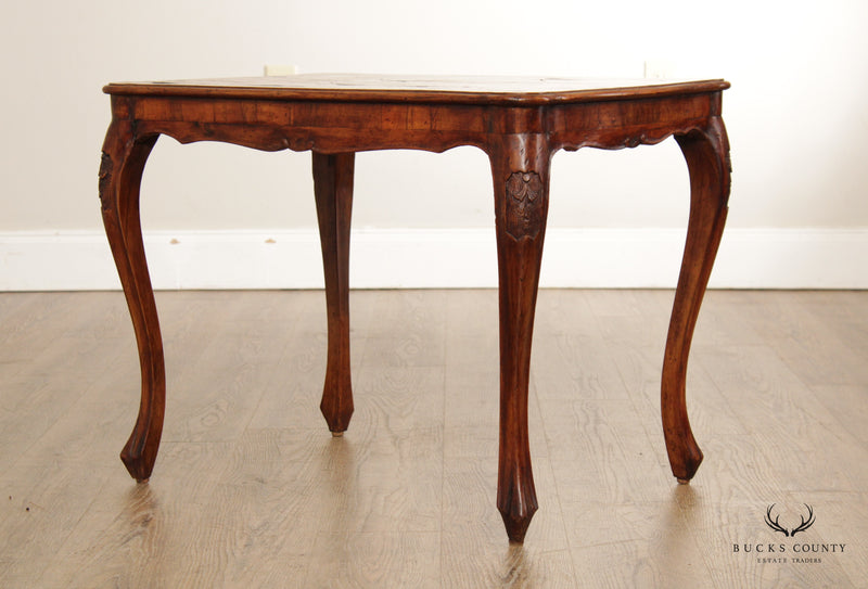 Italian Provincial Antique Walnut & Oyster Wood End Tables
