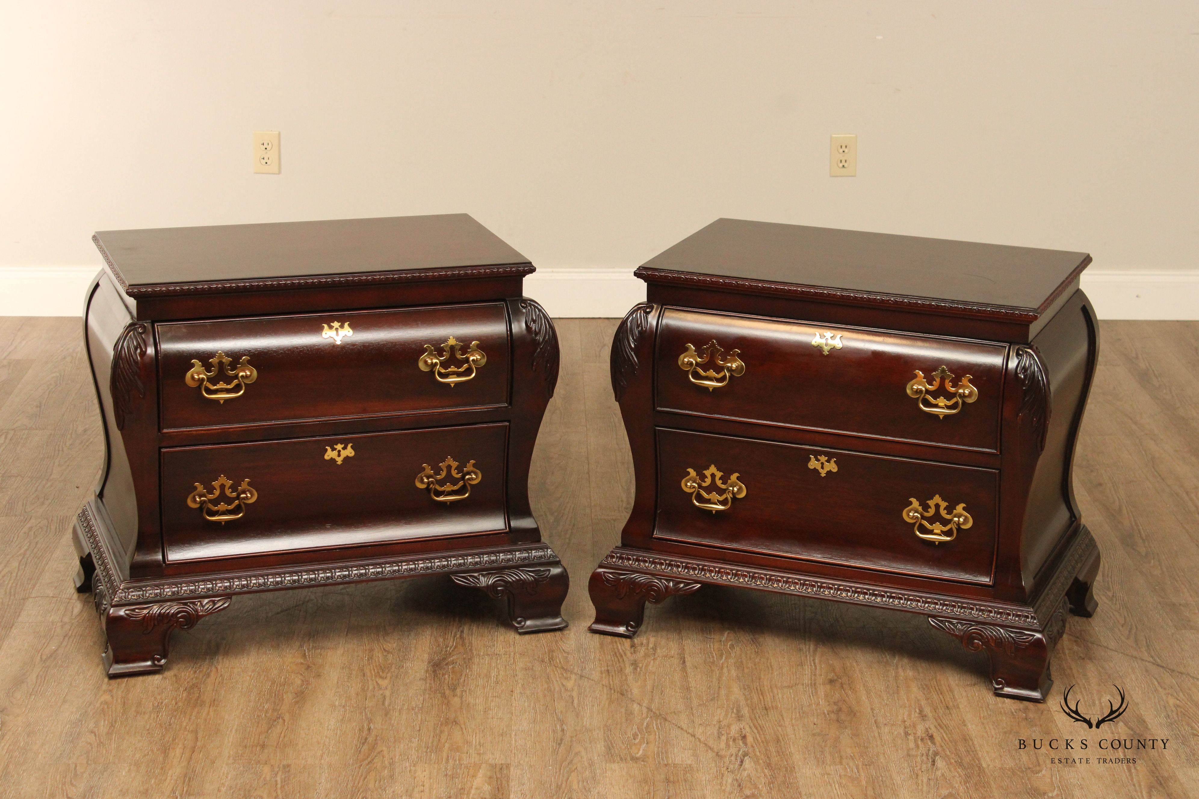 Century Furniture Rococo Style Pair of Mahogany Nightstands