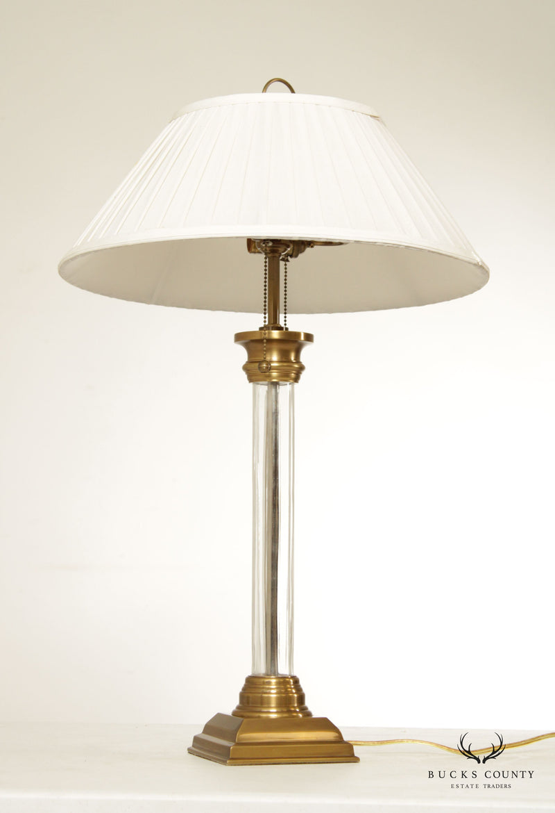 Glass and Brass Column Table Lamp