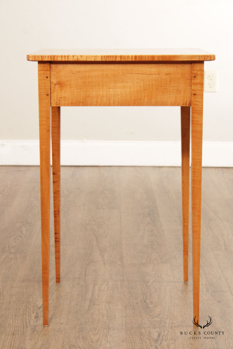 Shaker Style Tiger Maple Side Table with Single Drawer