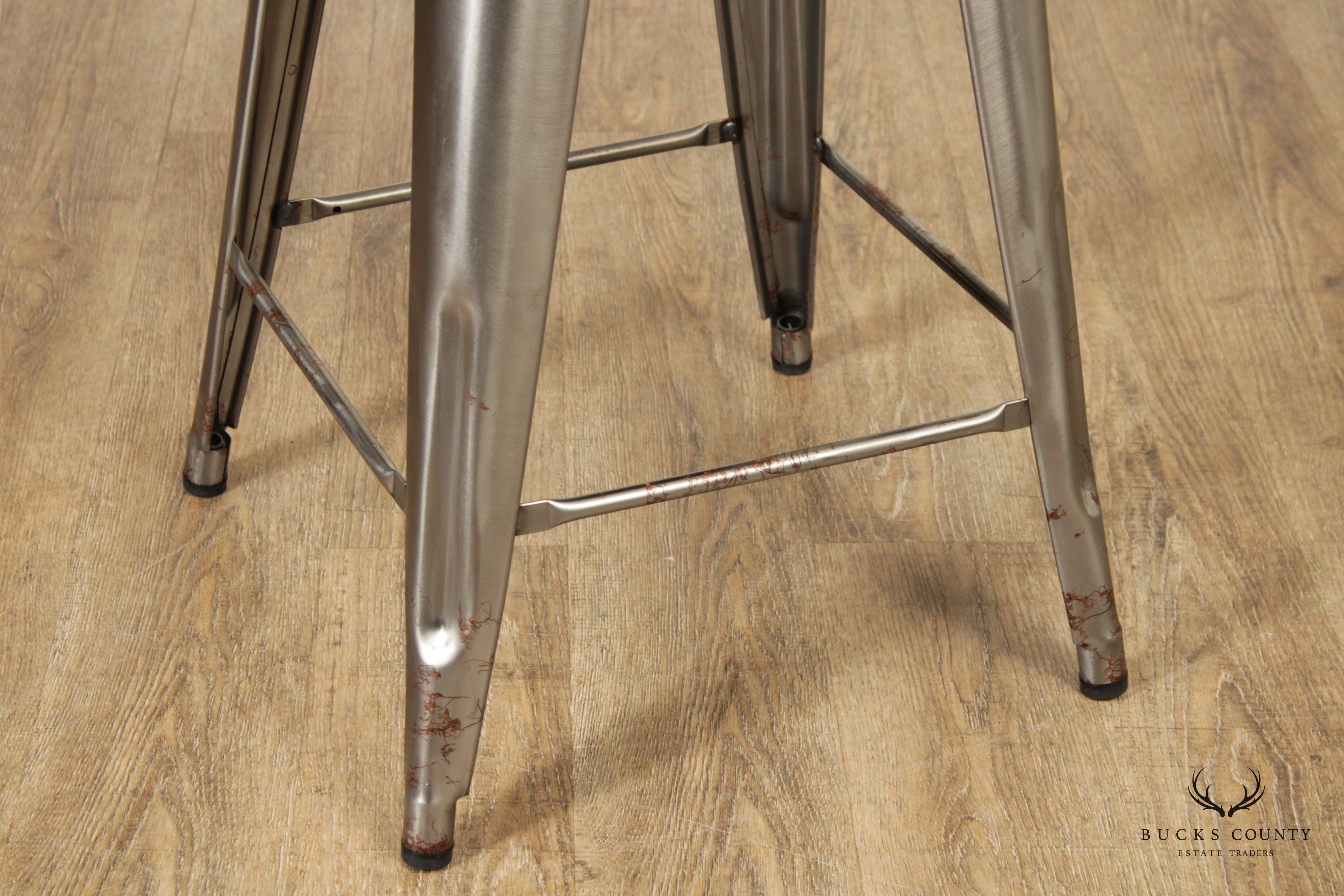 Tolix Industrial Style Set of Four Galvanized Steel Counter Stools