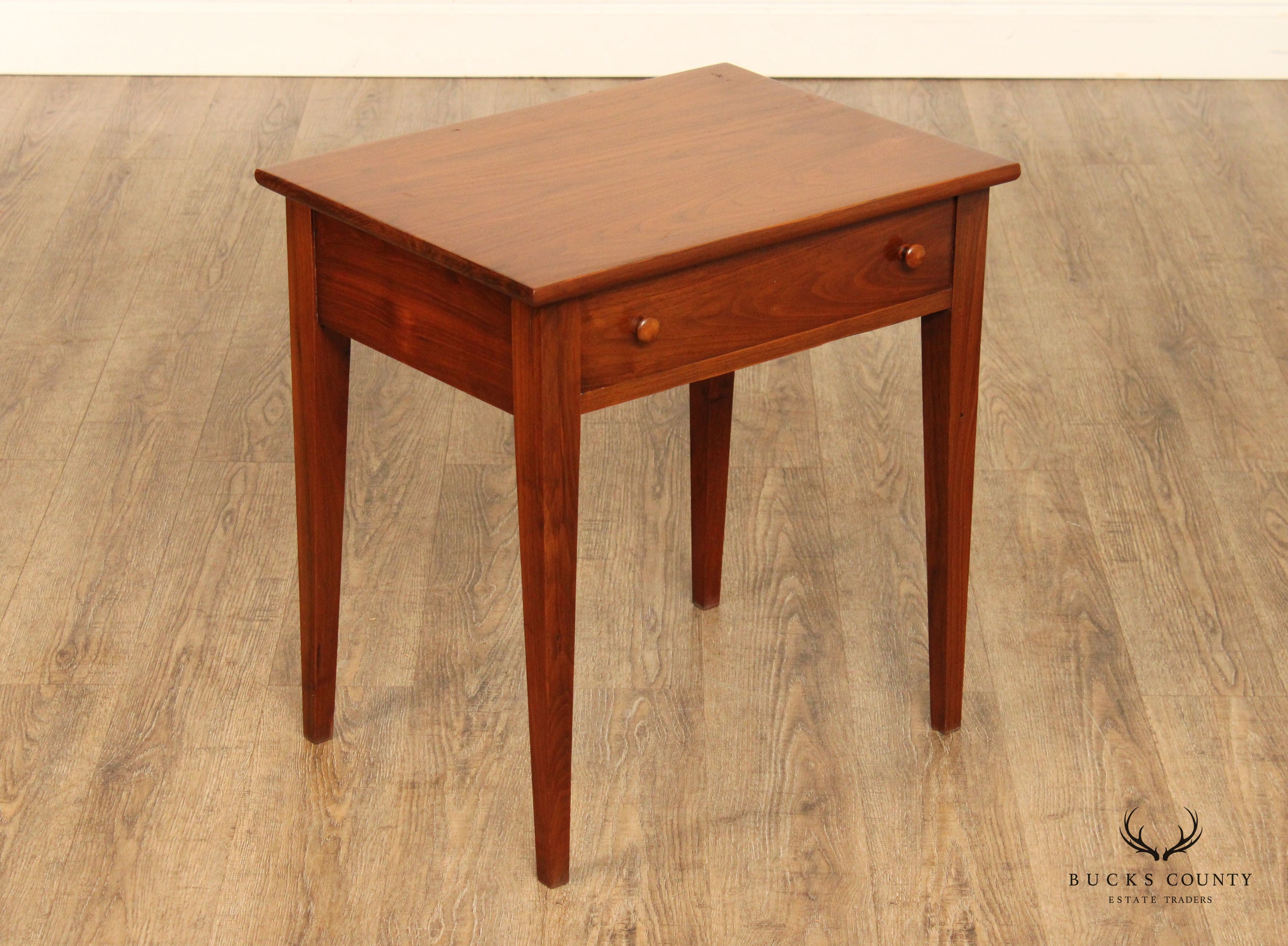 Shaker Style Custom Crafted Walnut Single Drawer Side Table