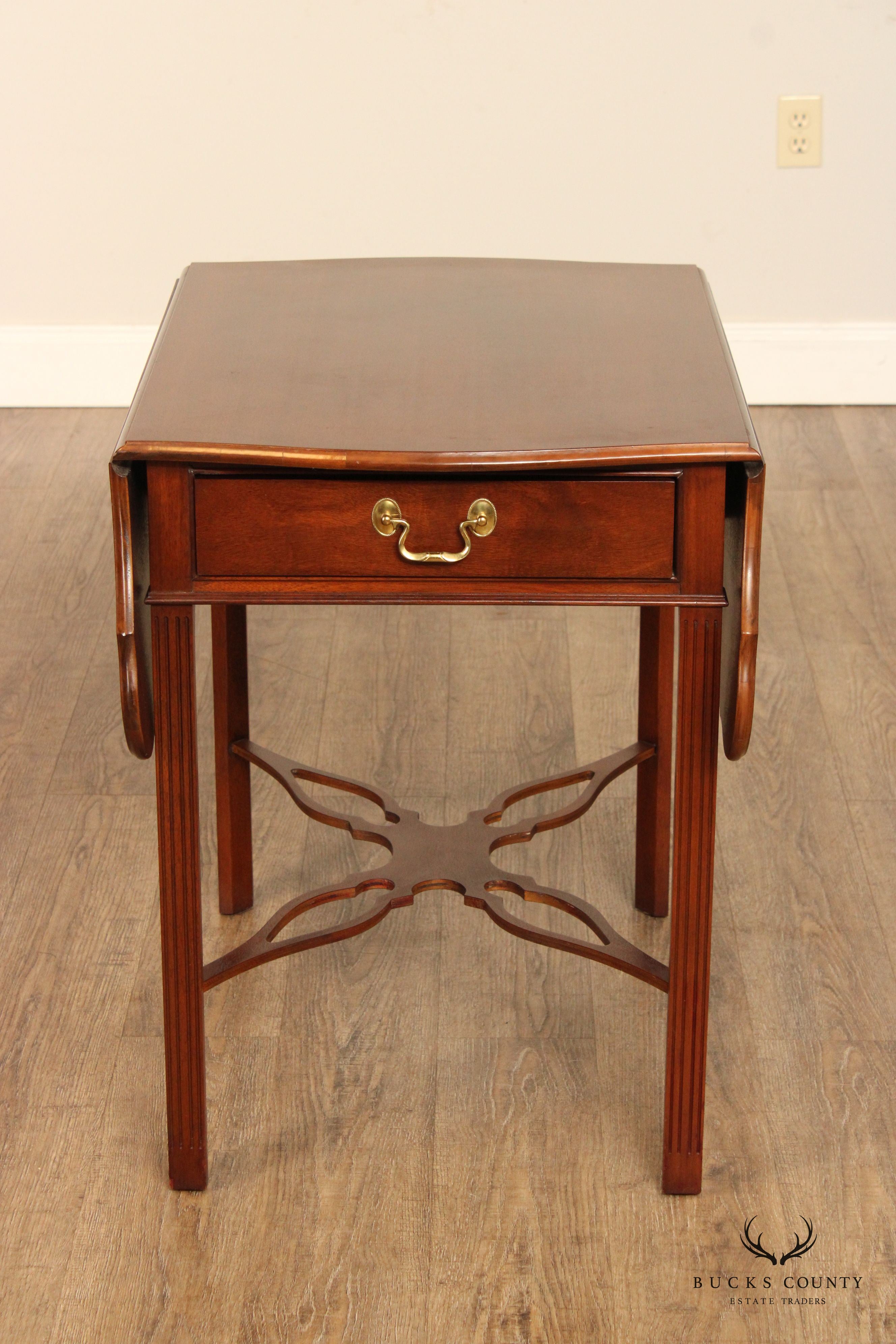 Councill Craftsmen Chippendale Style Mahogany Drop Leaf Side Table