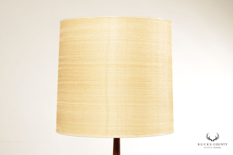Mid Century Modern Walnut Table Floor Lamp with Magazine Rack