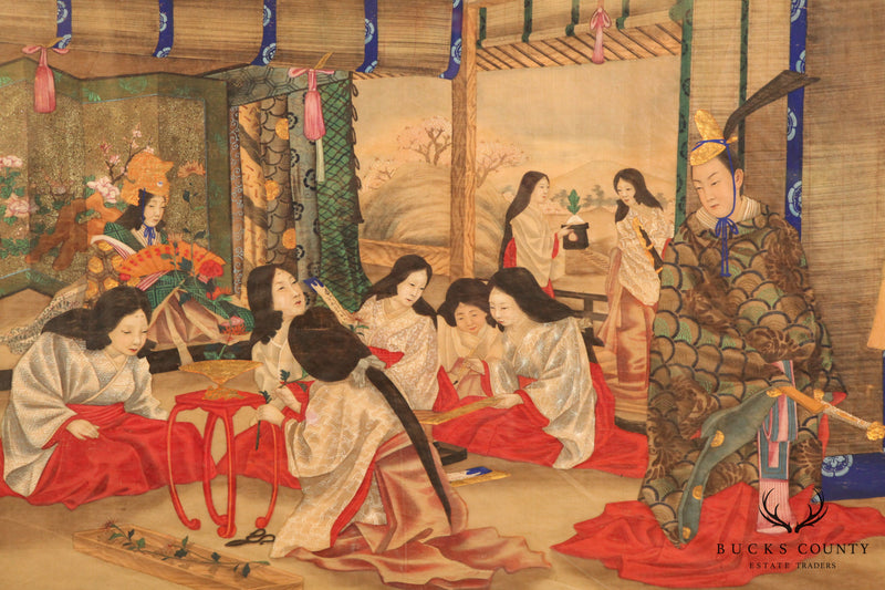 Antique Japanese Painting on Silk of Genpoka