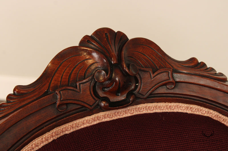 Antique Renaissance Revival Carved Walnut Armchair
