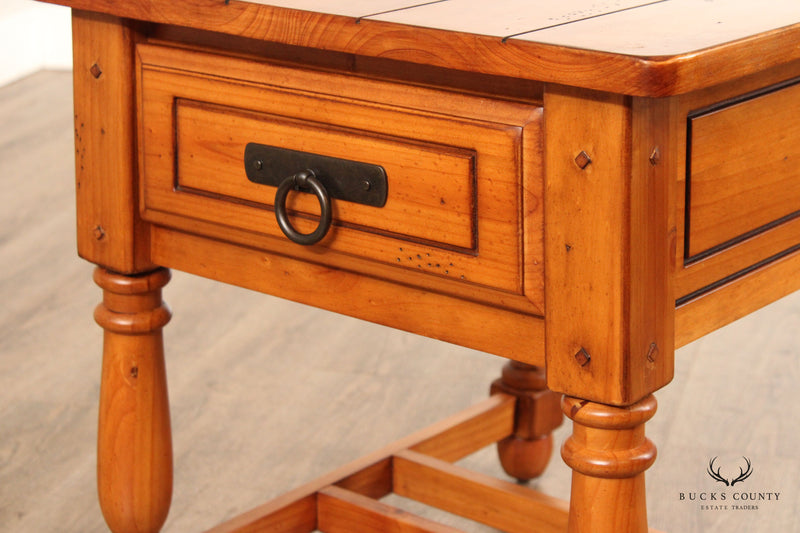 English Traditional Style Pine One-Drawer Side Table