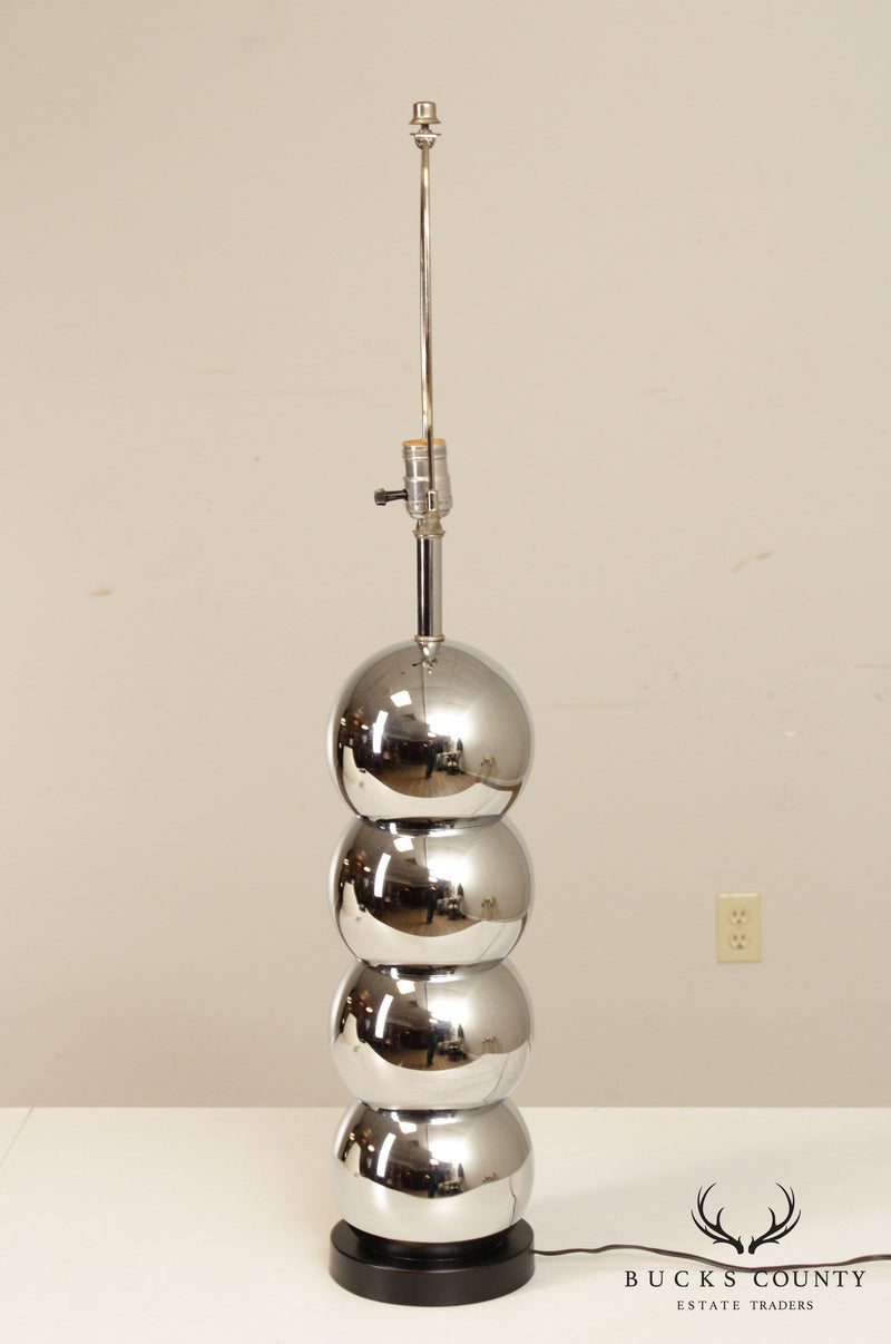 1970's Vintage MCM Chrome Stacked Ball Table Lamp