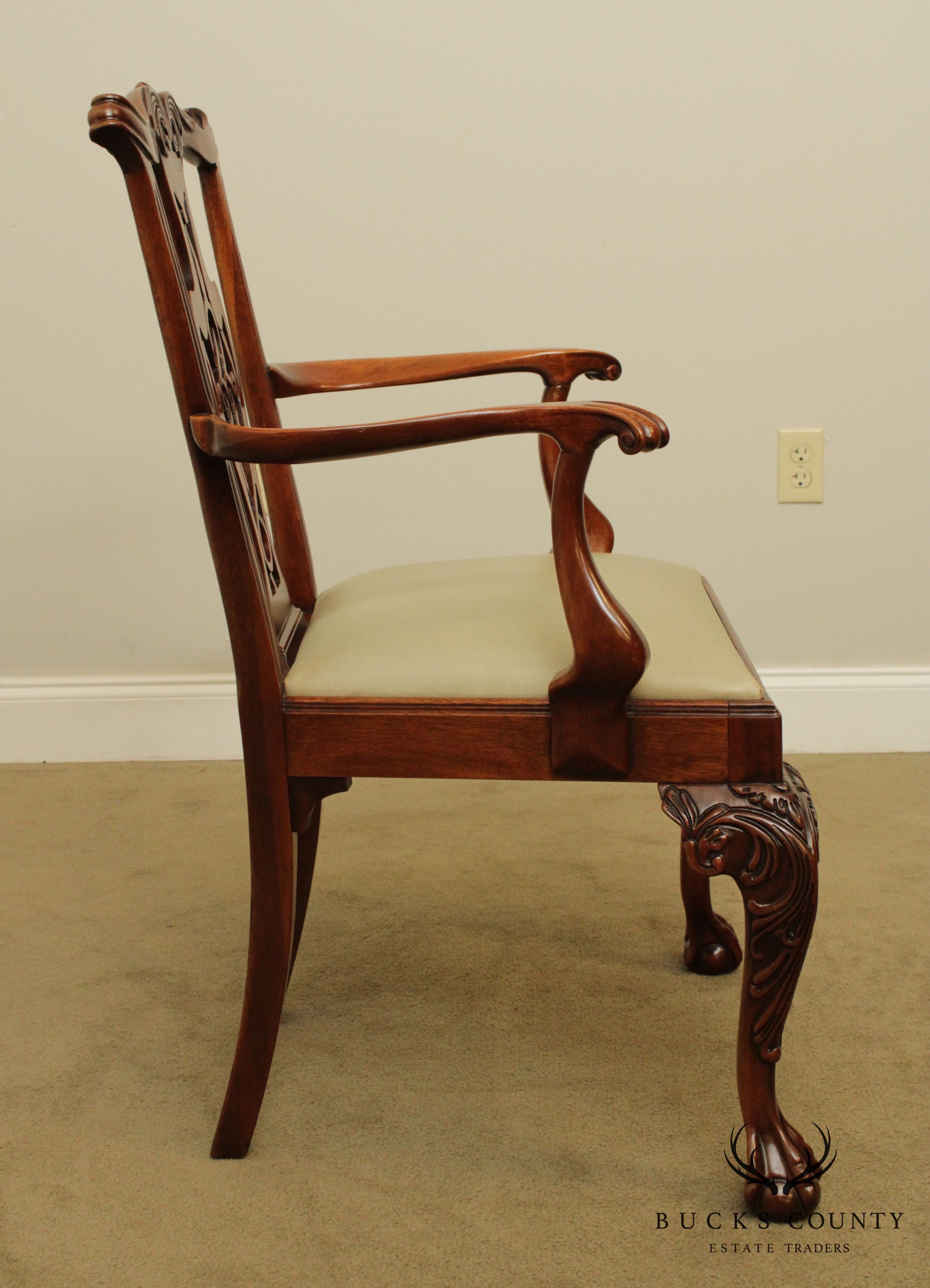 Chippendale Style Quality Carved Mahogany Ball and Claw Armchair