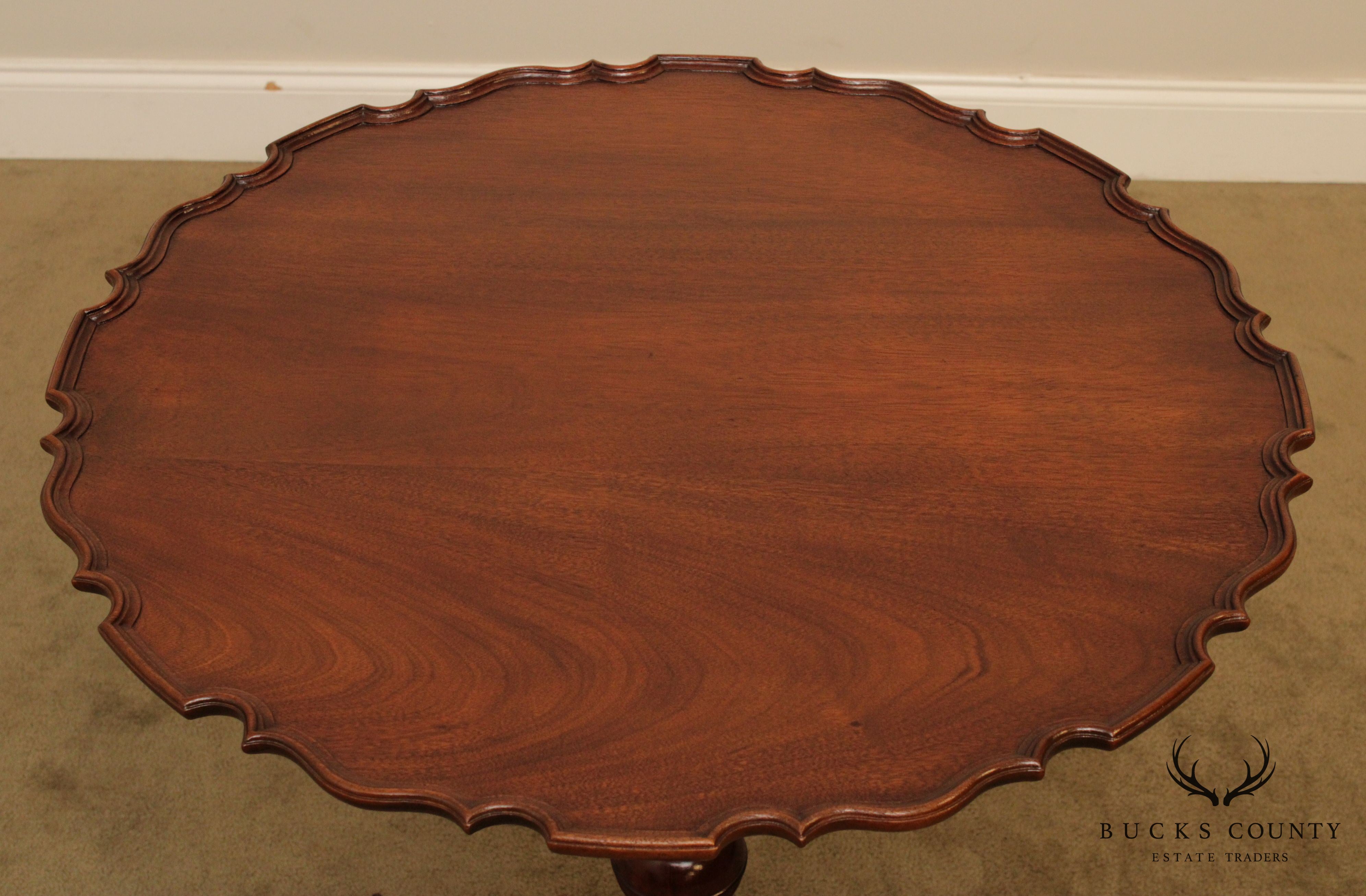 Chippendale Style Custom Mahogany Ball & Claw Tilt Top Pie Crust Table