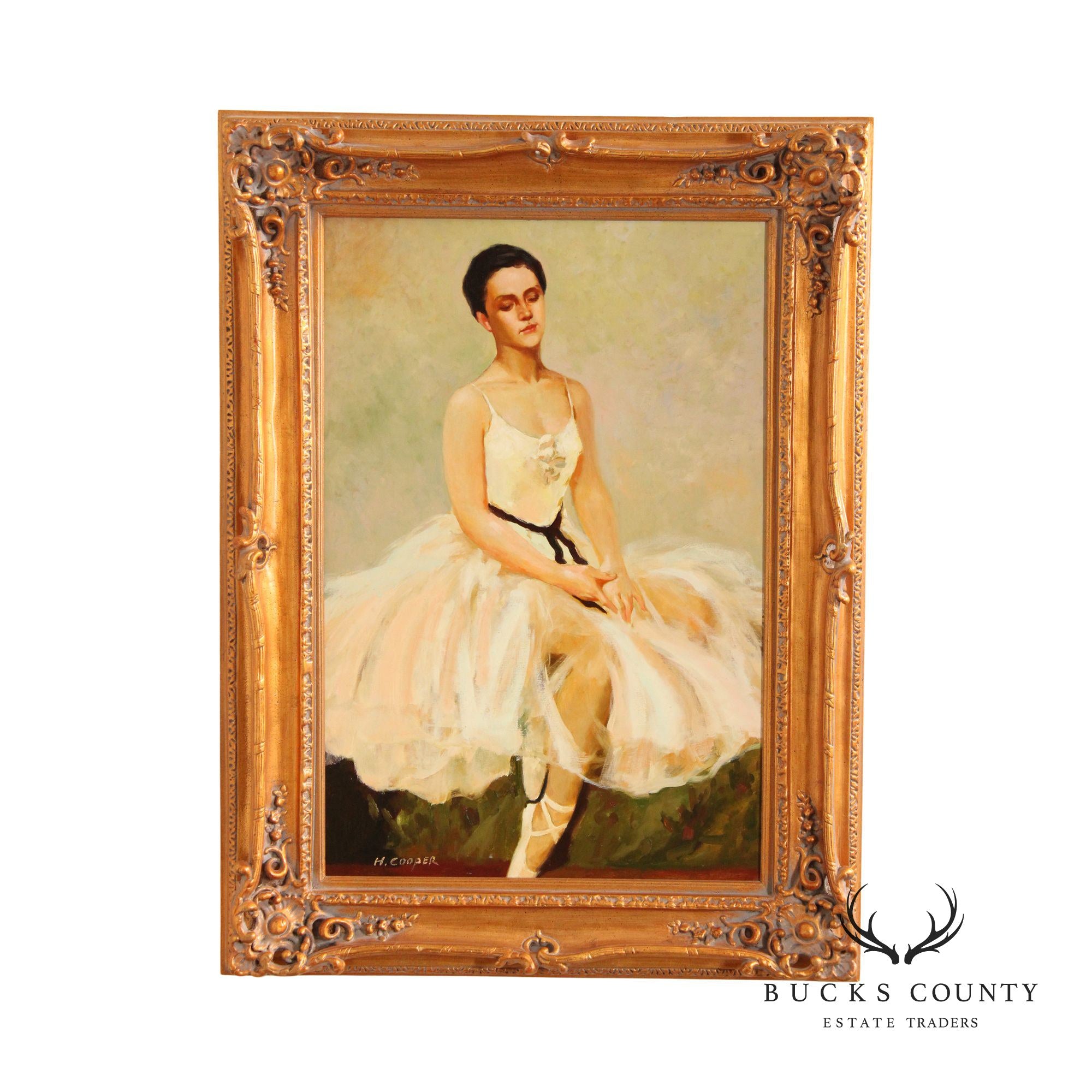 20th C. Portrait of 'Ballerina' Original Oil Painting, Signed ' H. Cooper'