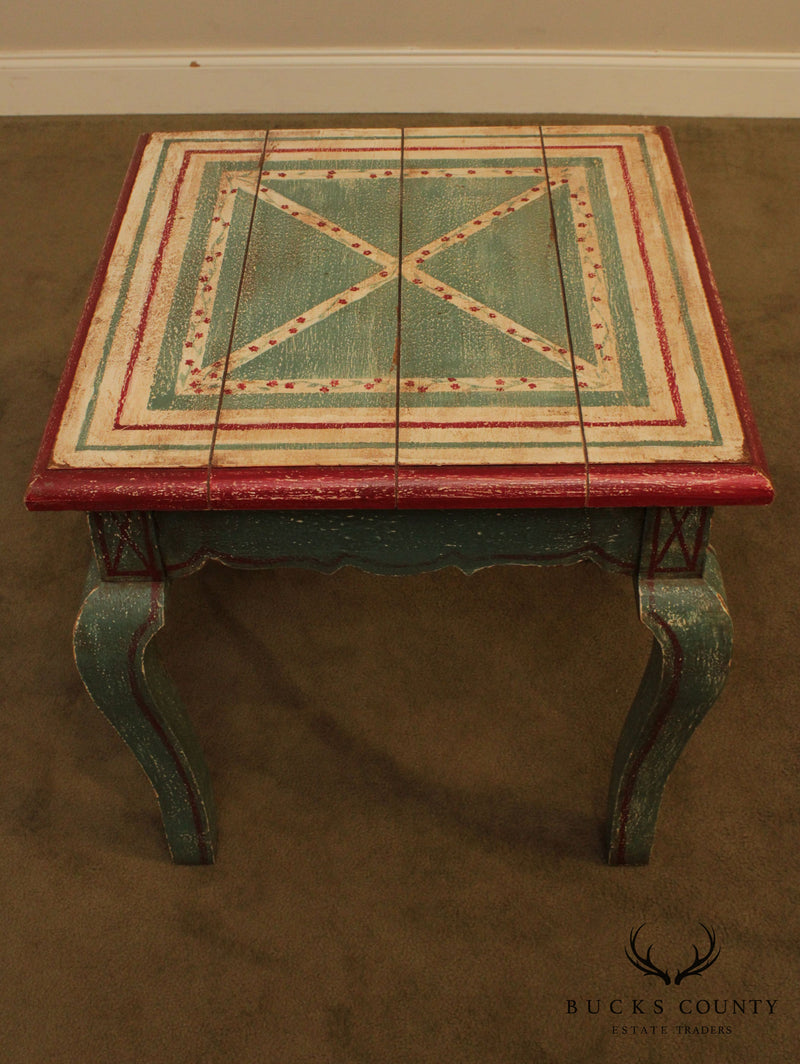 French Country Style Distressed Painted Side Table