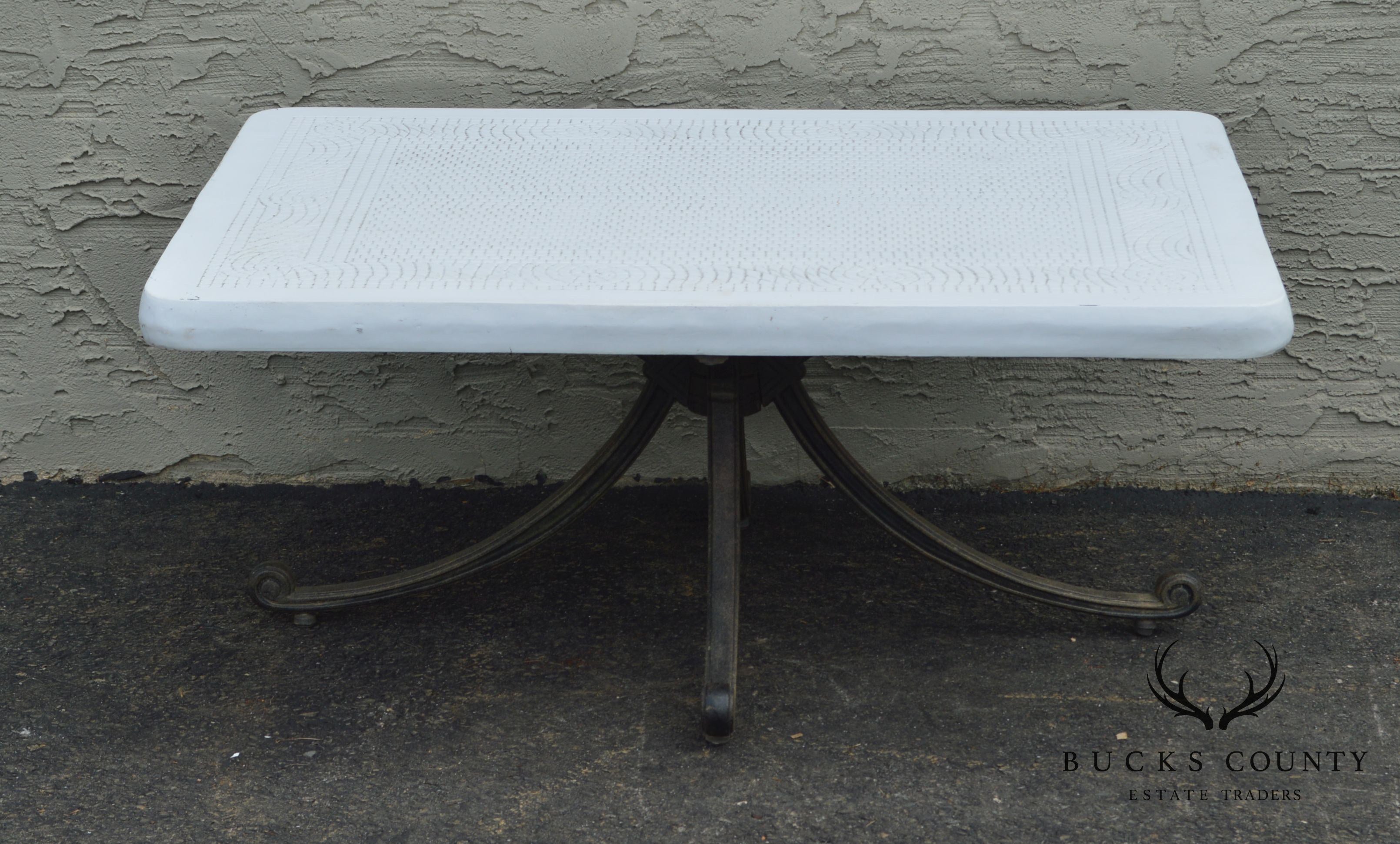 Quality Cast Aluminum & Faux Stone Top Patio Coffee or Coctail Table