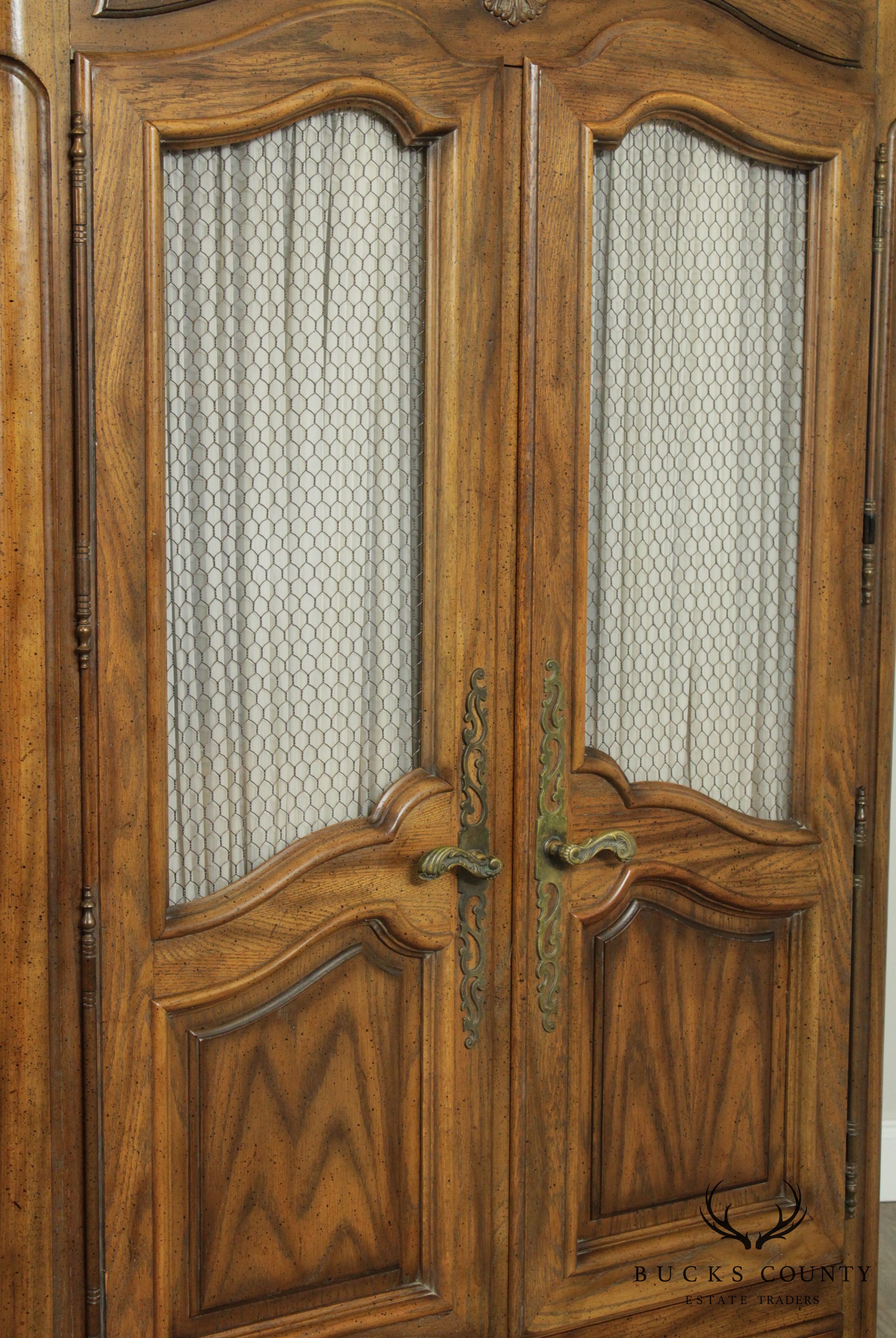 French Louis XV Style Vintage Pair Oak Armoire