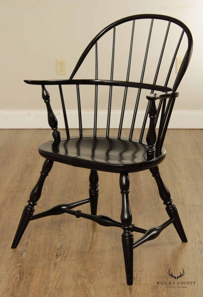 Duckloe & Bros Vintage Colonial Style Black Painted Windsor Armchair