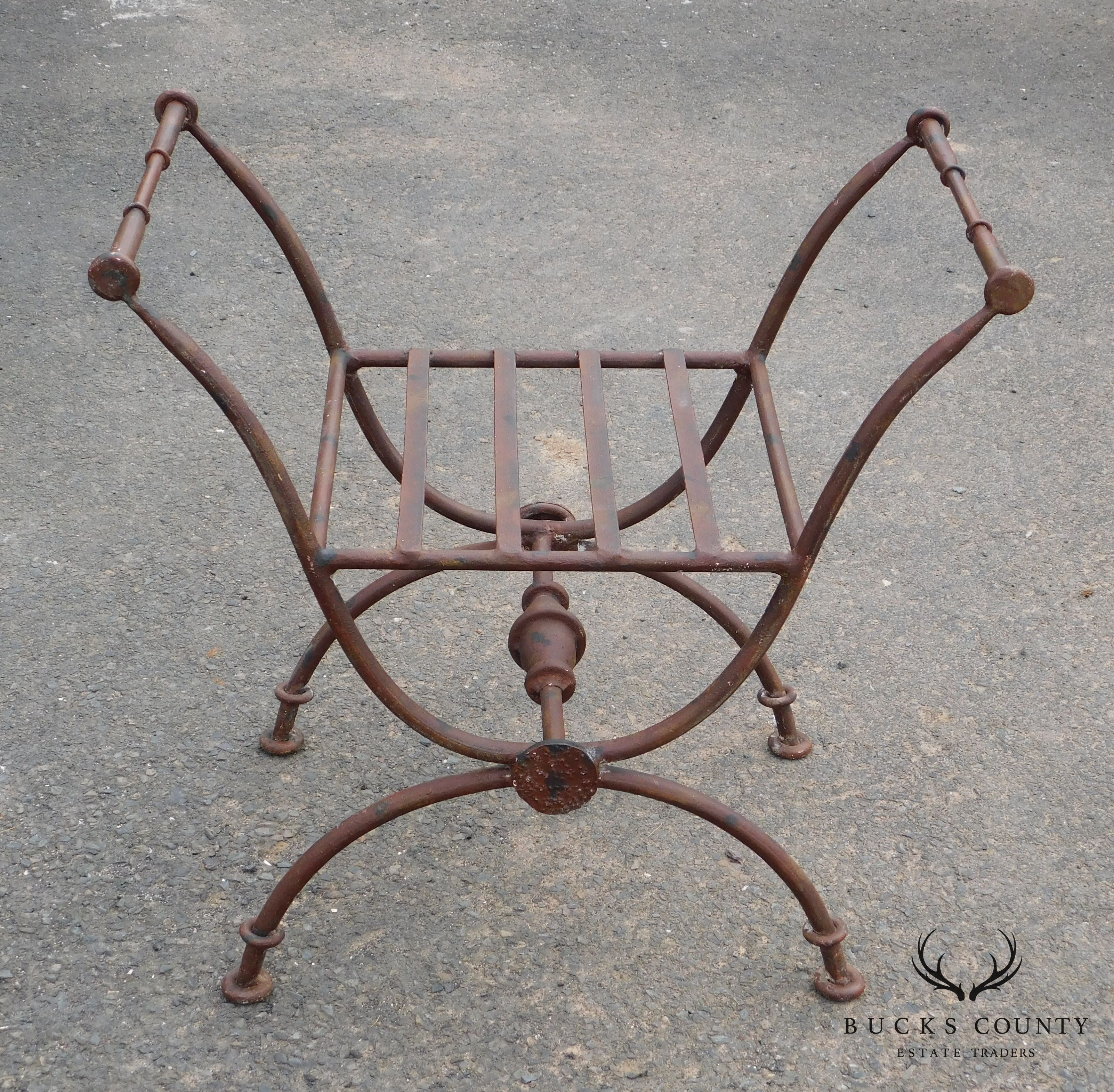 Neo-Classical Style X Base Iron Bench