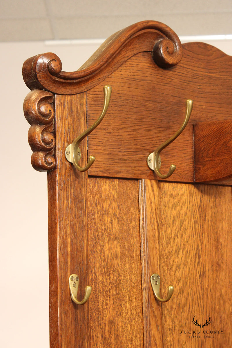 Victorian Carved Oak Coat Rack or Hall Stand