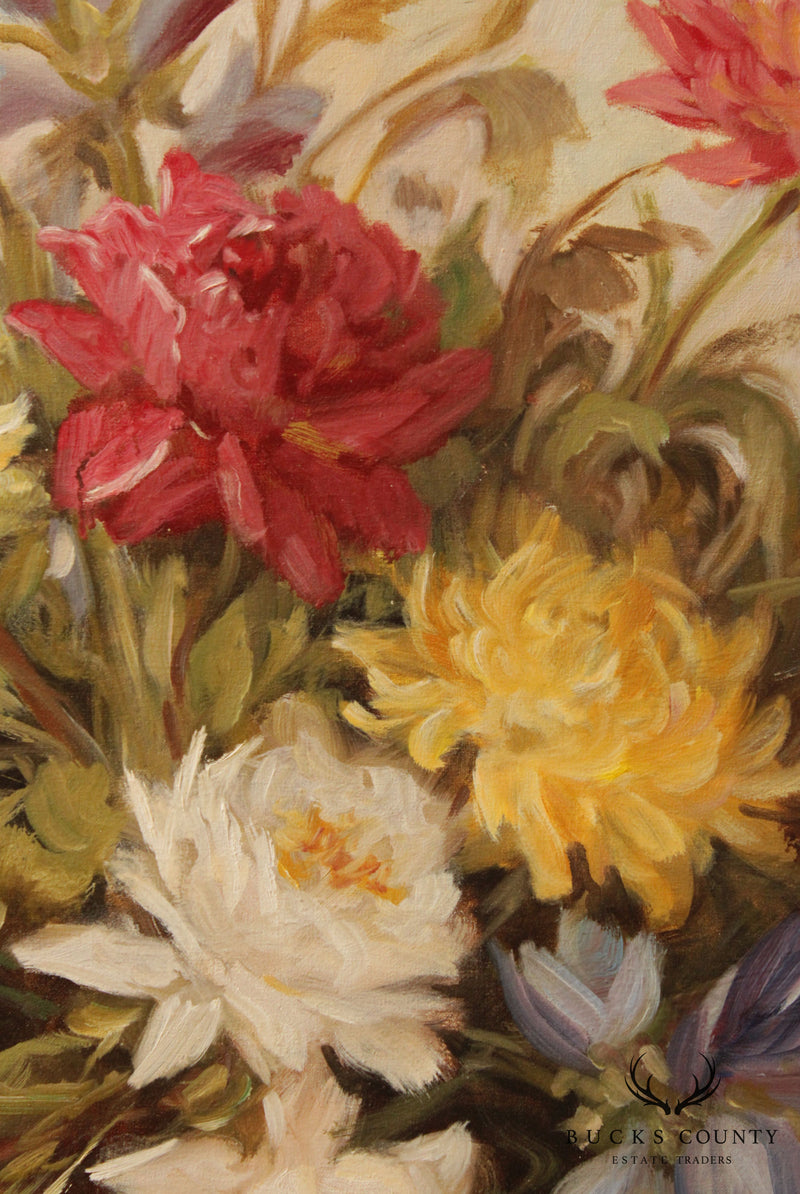 Nicole Parisini Still Life Bouquet of Flowers in Vase Oil Painting on Canvas