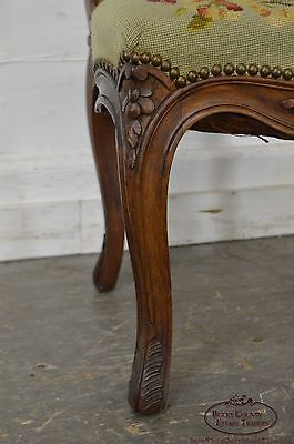 Antique Pair of 19th Century Walnut Louis XVI Style Ladder Back Needlepoint Side