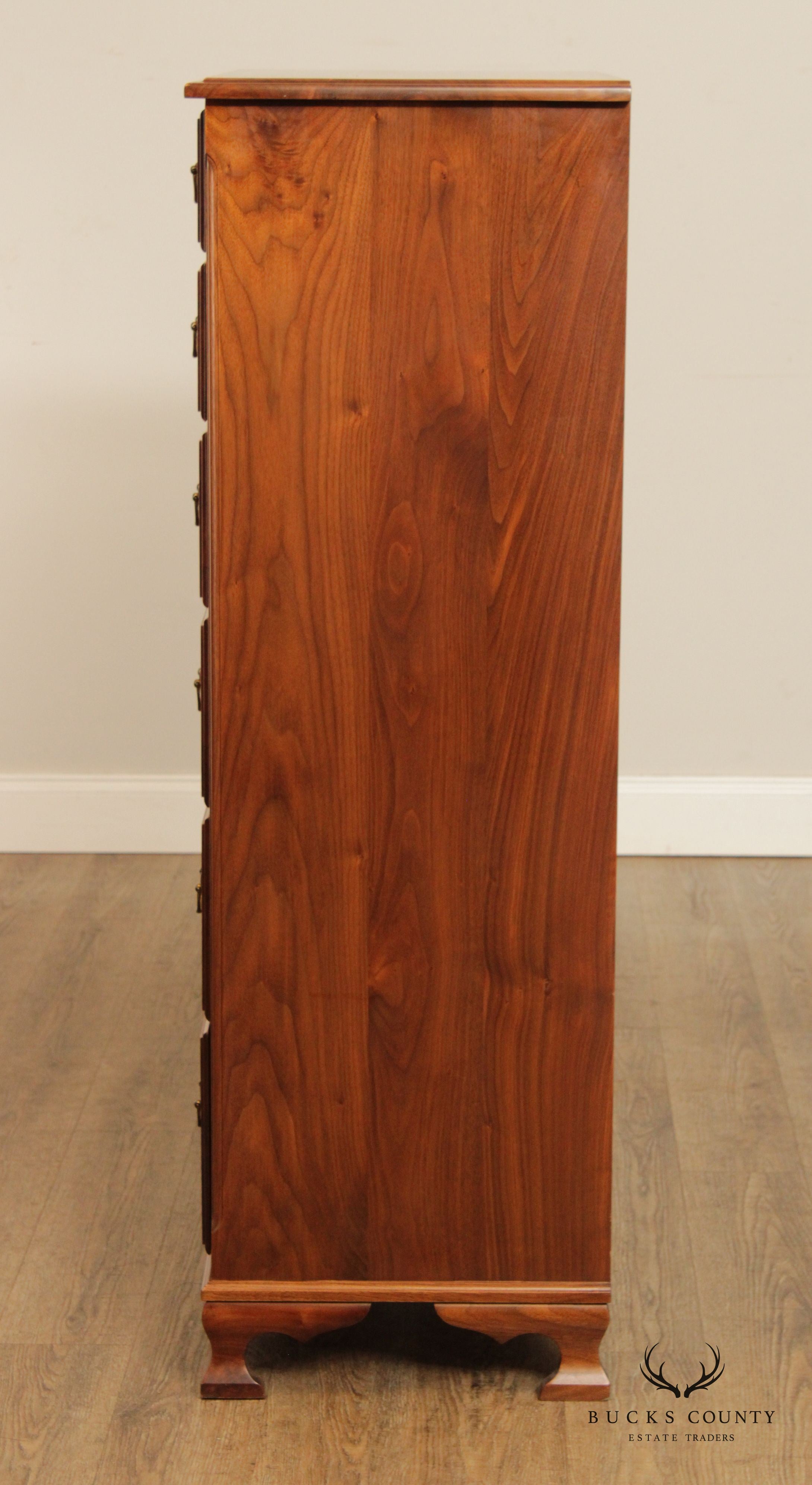 Chippendale Style Custom Crafted Solid Walnut Tall Chest (B)