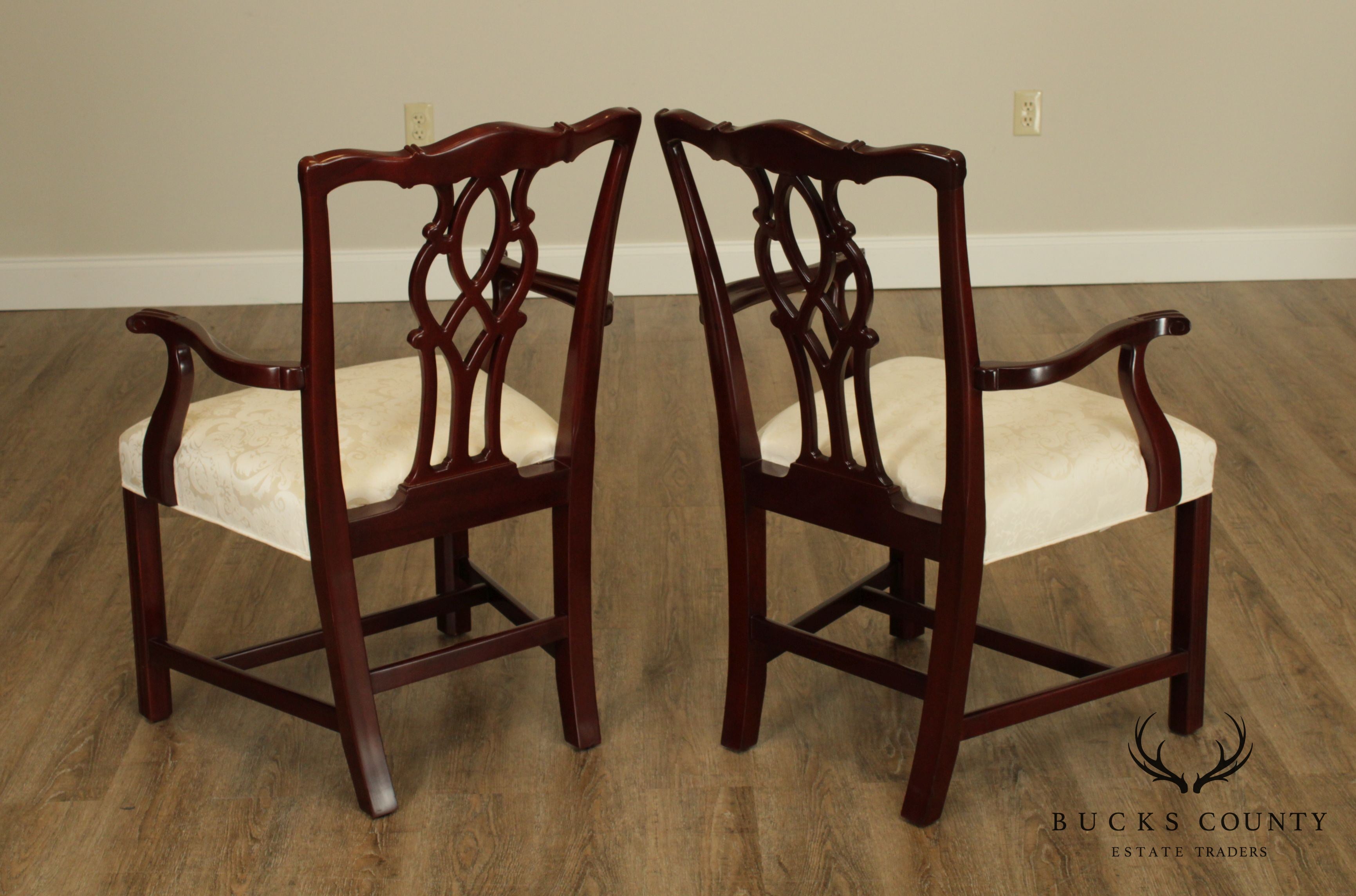 Kindel Chippendale Style Pair Mahogany Armchairs