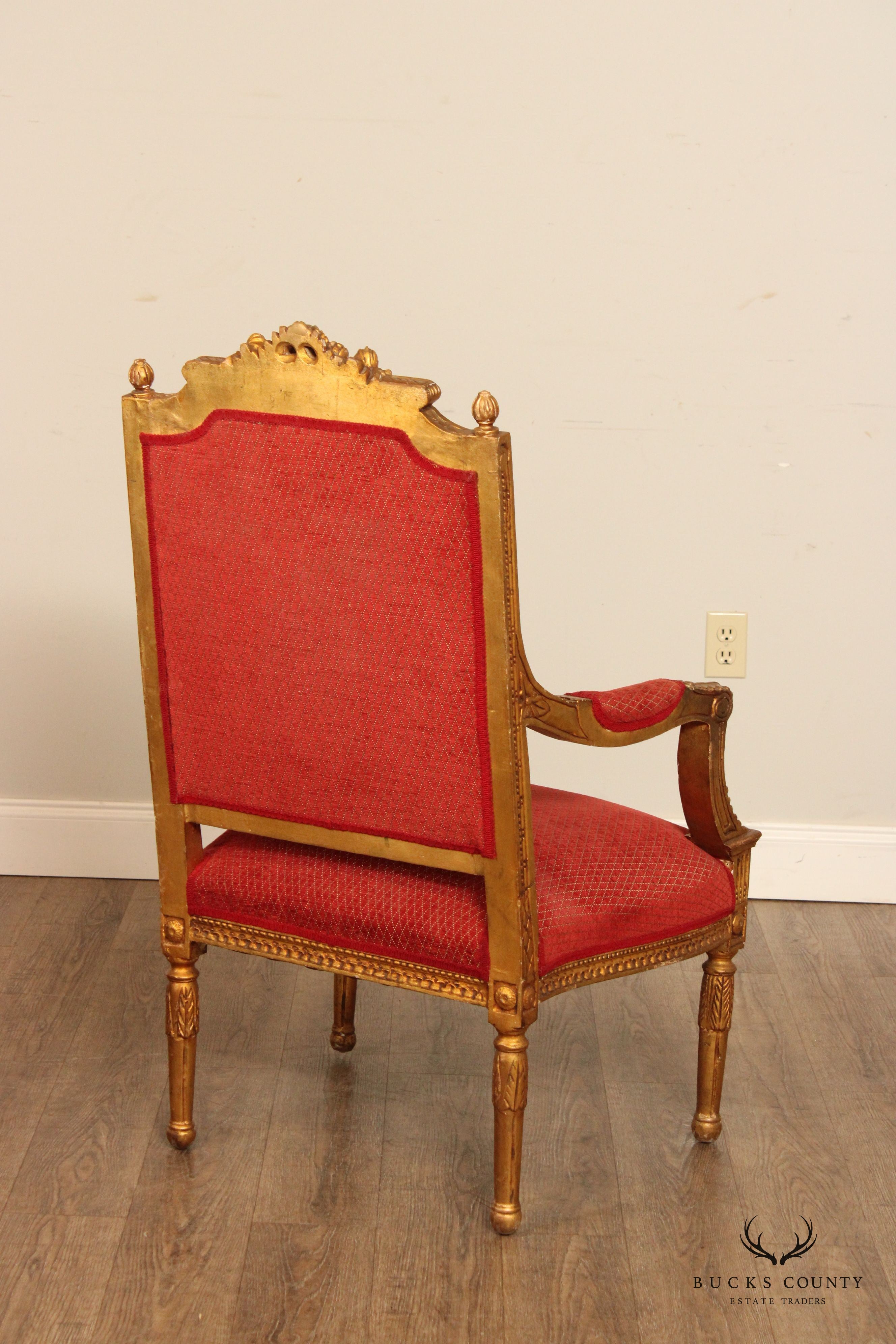 French Louis XVI Giltwood Fauteuil Armchair