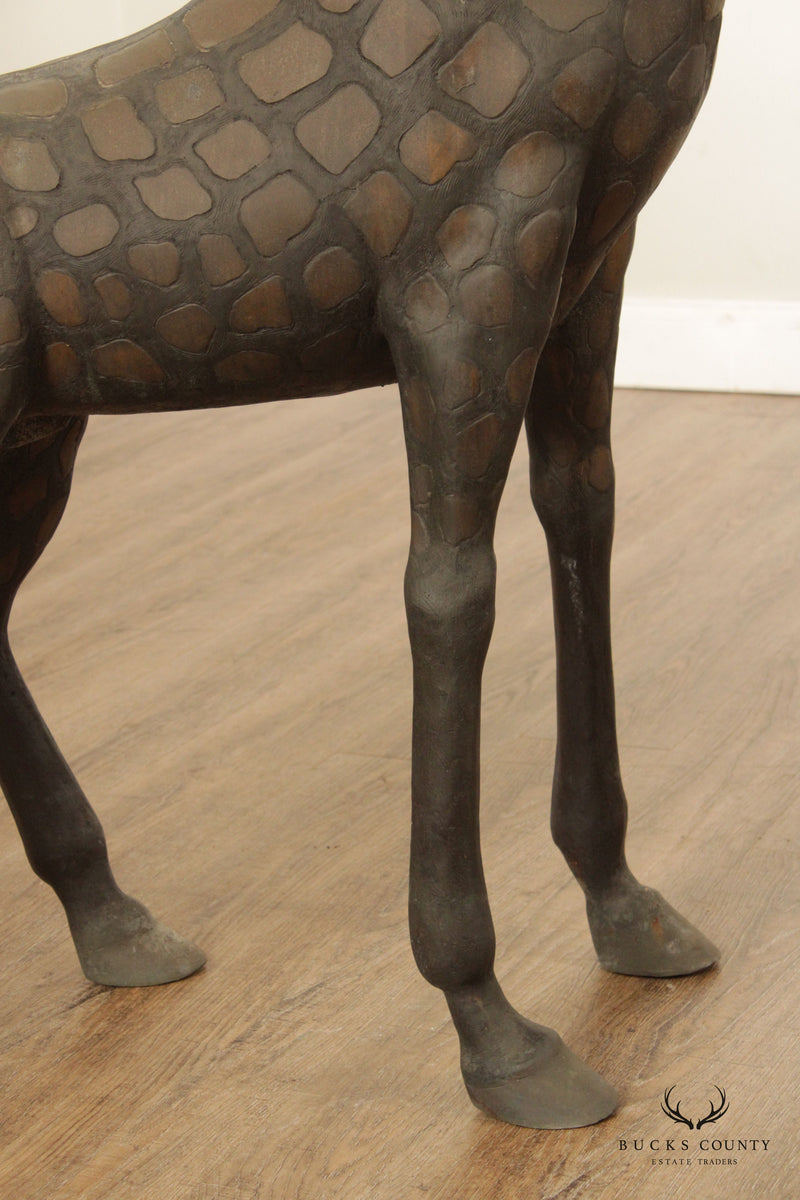 Patinated Bronze Vintage 5' Giraffe Sculpture