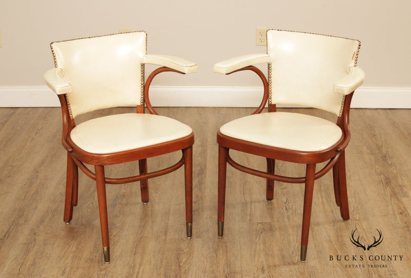 Thonet Mid Century Art Deco Style Pair Bentwood Armchairs