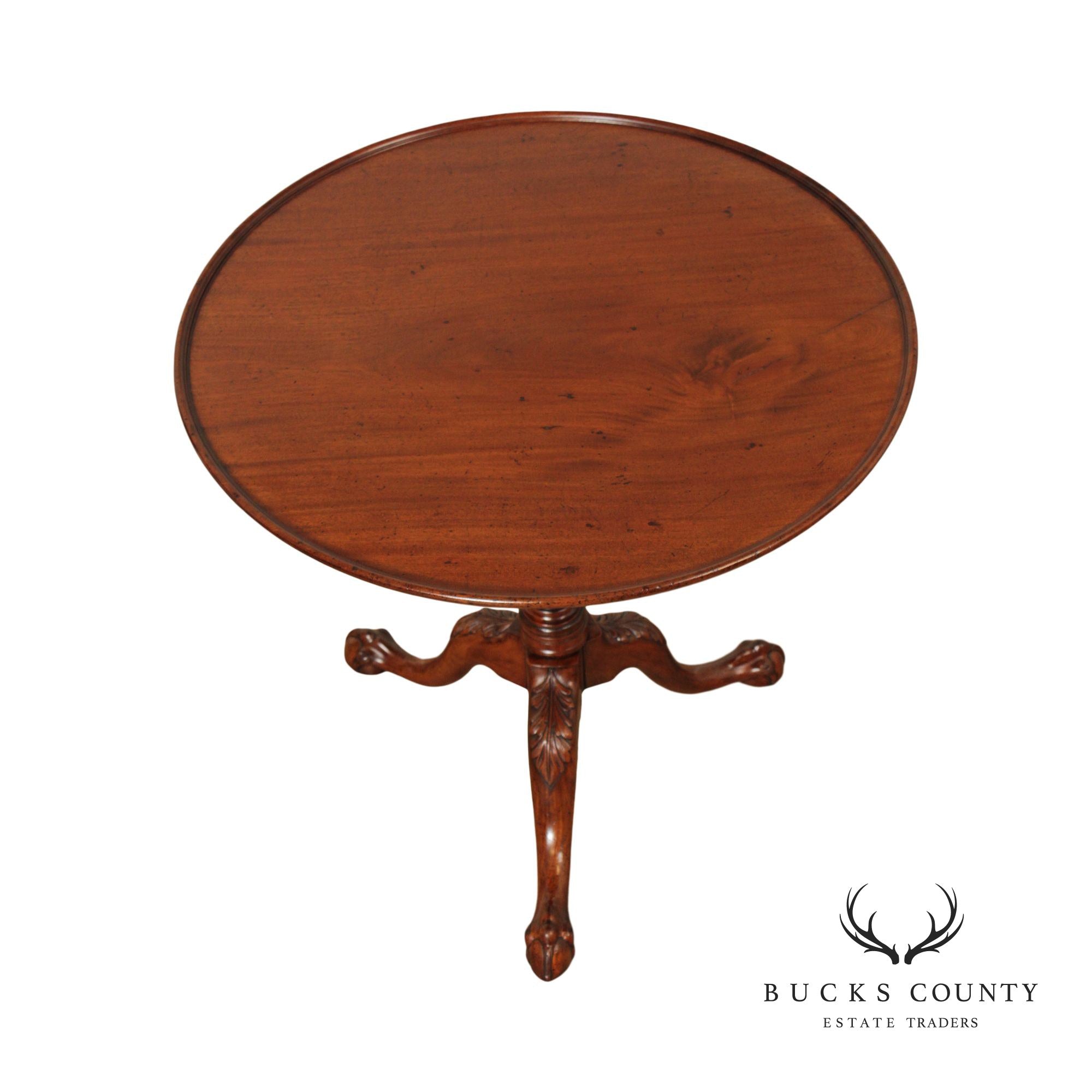 18th Century Philadelphia Mahogany Chippendale Style Tilt Top Tea Table