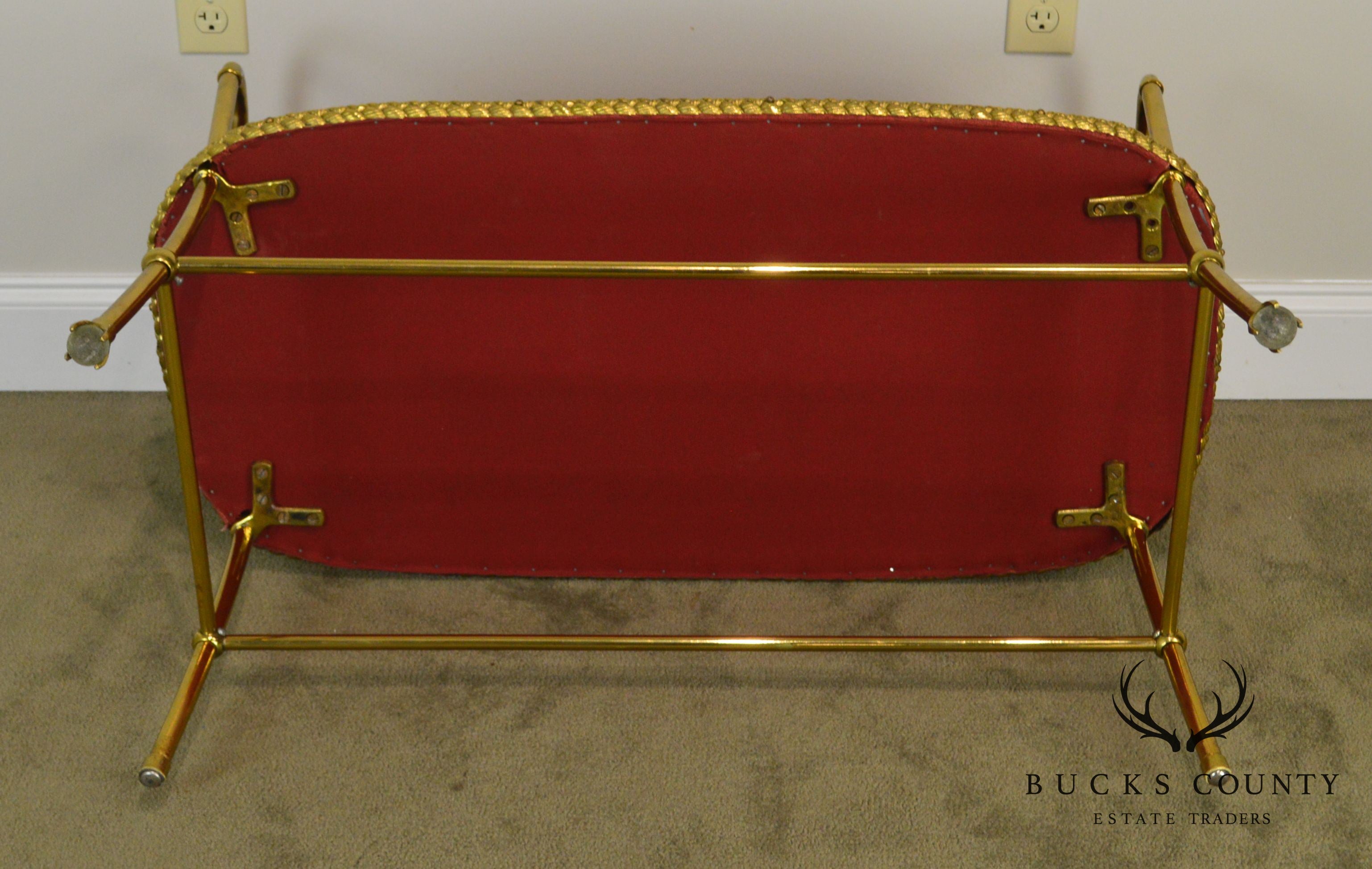 Hollywood Regency Vintage Italian Brass Settee