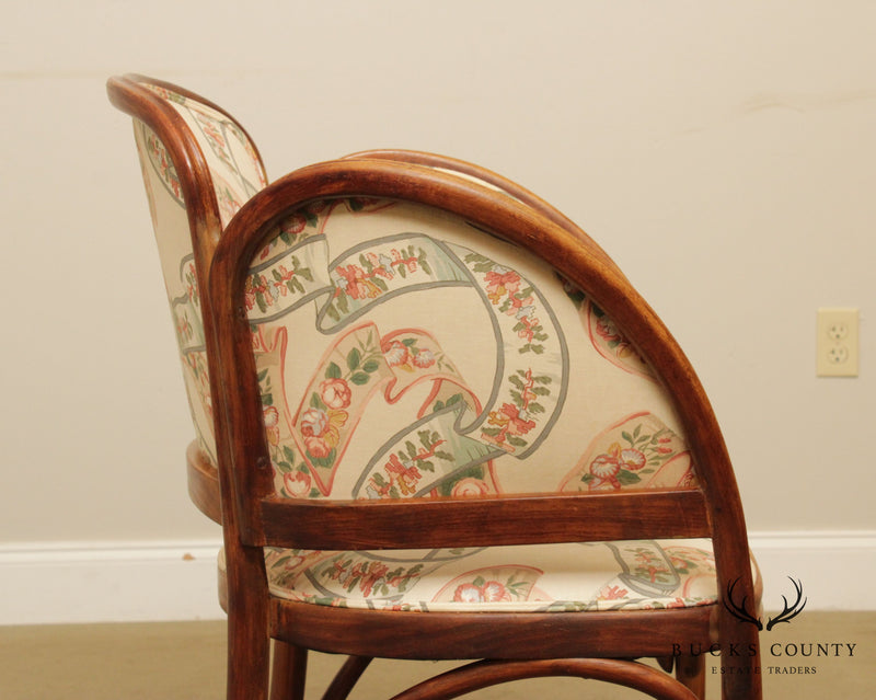 Art Nouveau Antique Pair Bentwood Armchairs