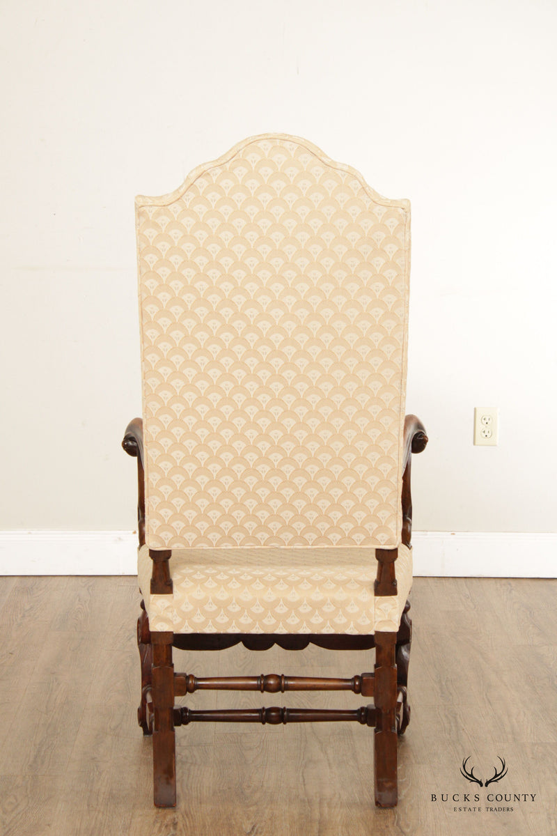 French Louis XIII Style Carved Wood Fauteuil Armchair