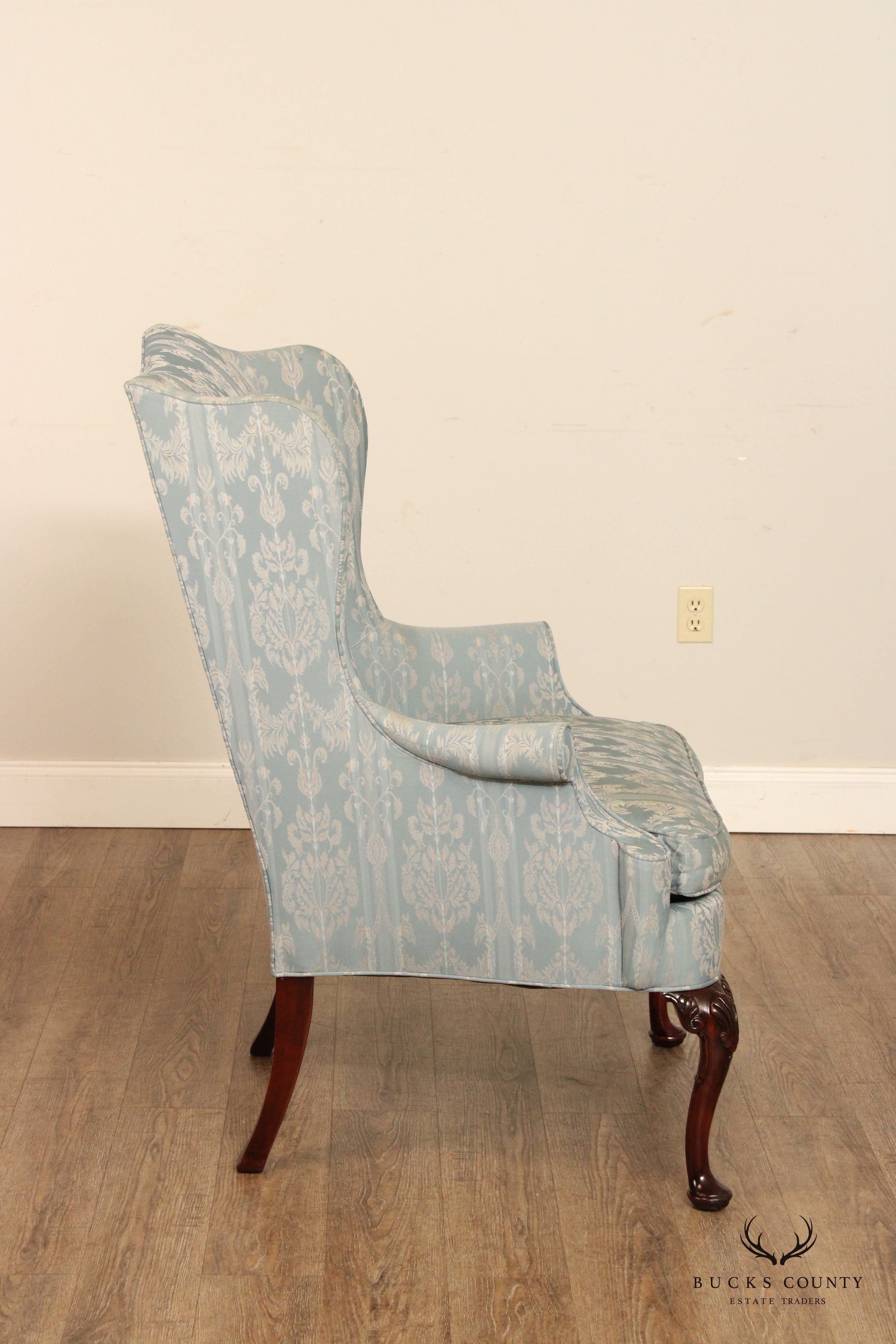 Hickory Chair Queen Anne Style Mahogany Wing Armchair