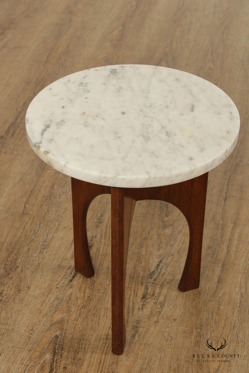 Italian Mid Century Modern Round Marble Top Side Table