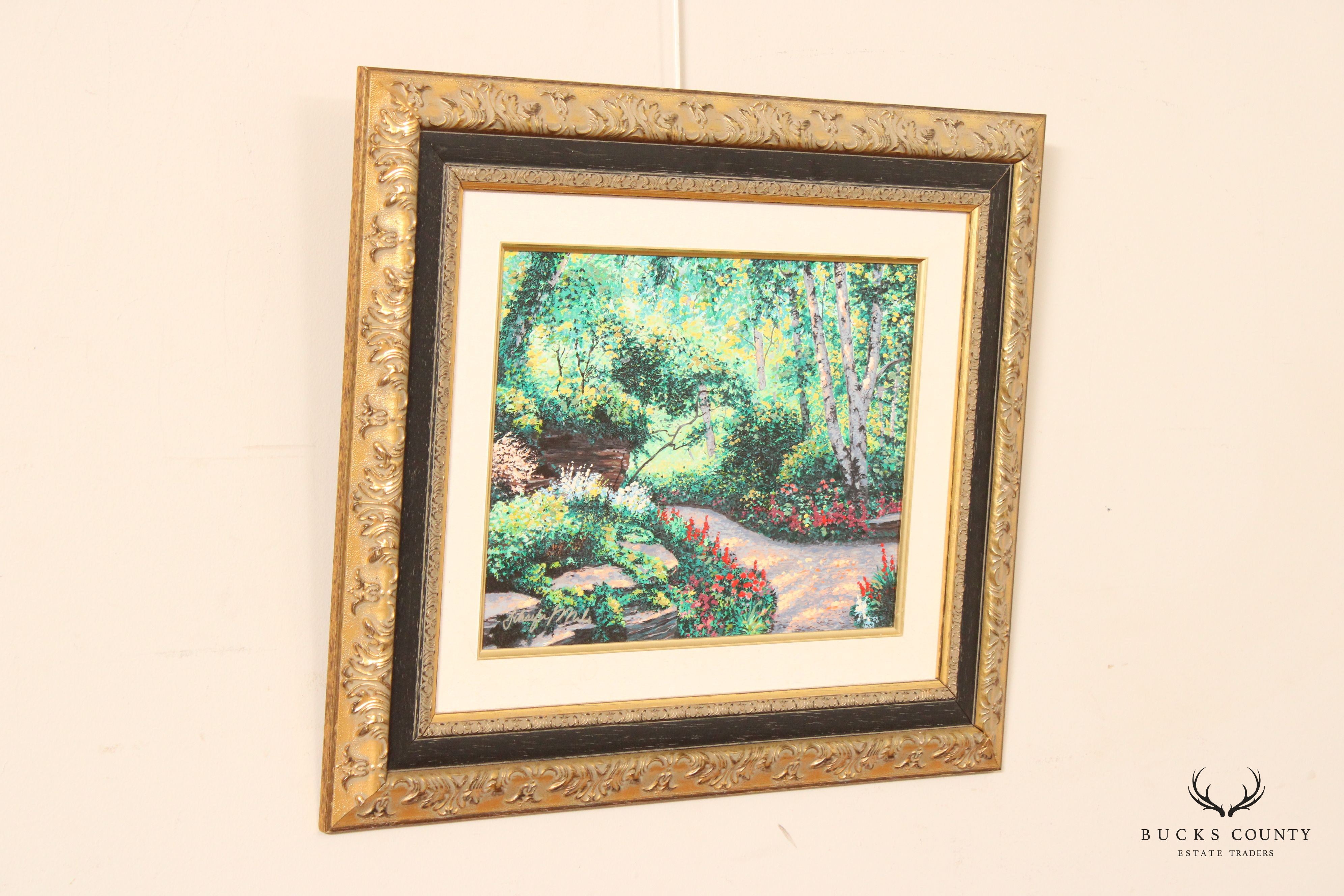 Schaefer Miles 'Rock Garden Path' Embellished Canvas Print, Custom Framed