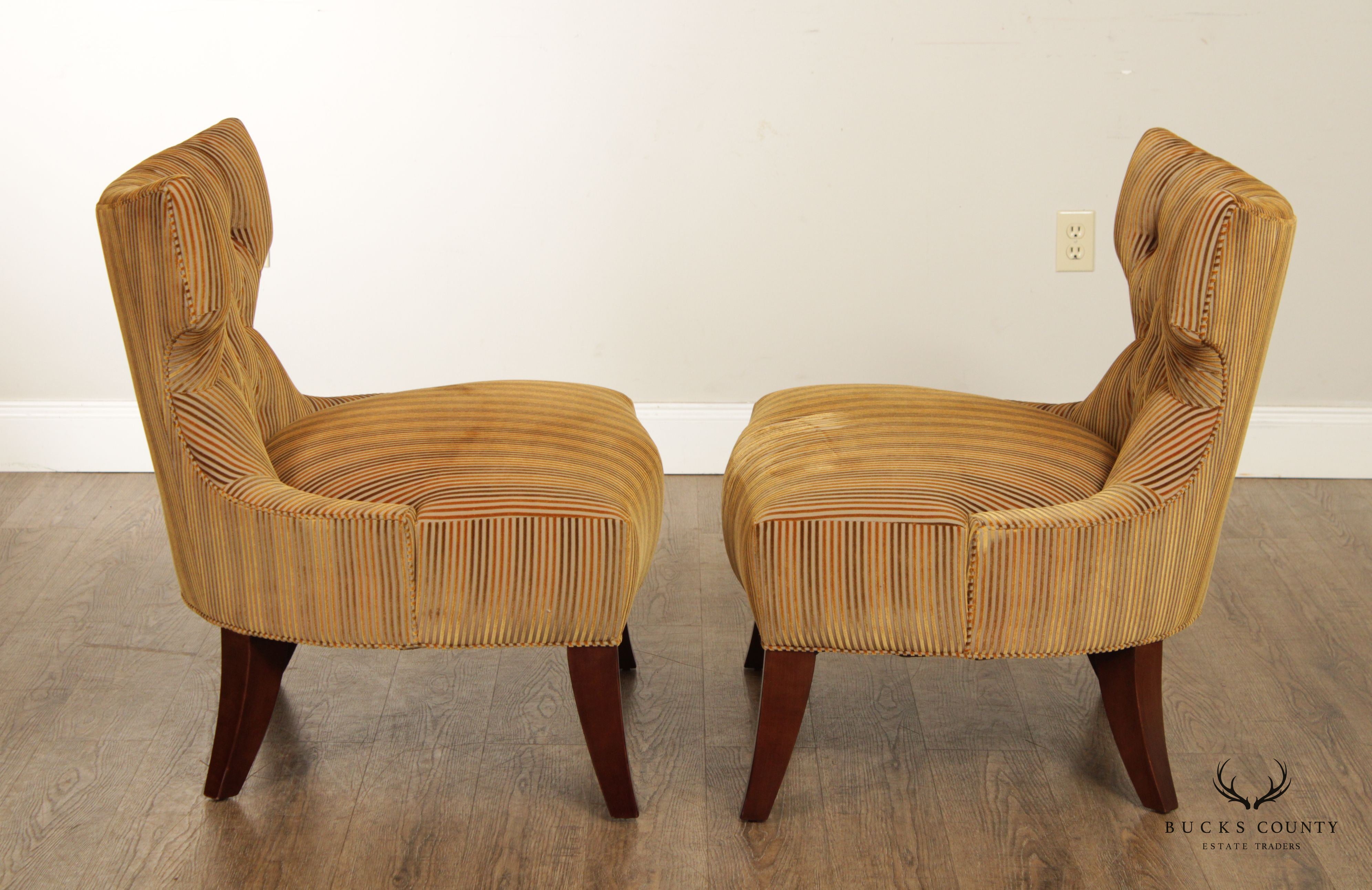 Baker Furniture Pair of Tufted Back Club Chairs (B)