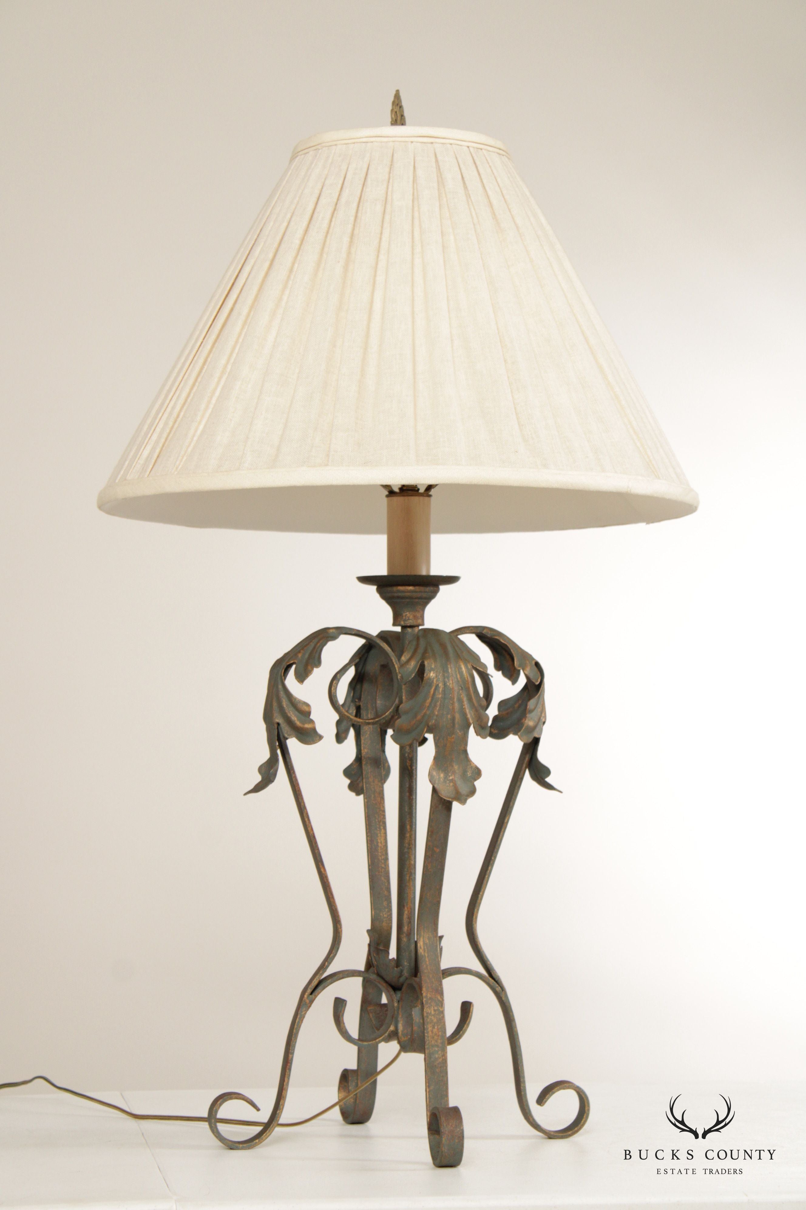 Ethan Allen Wrought Iron Table Lamp with Shade