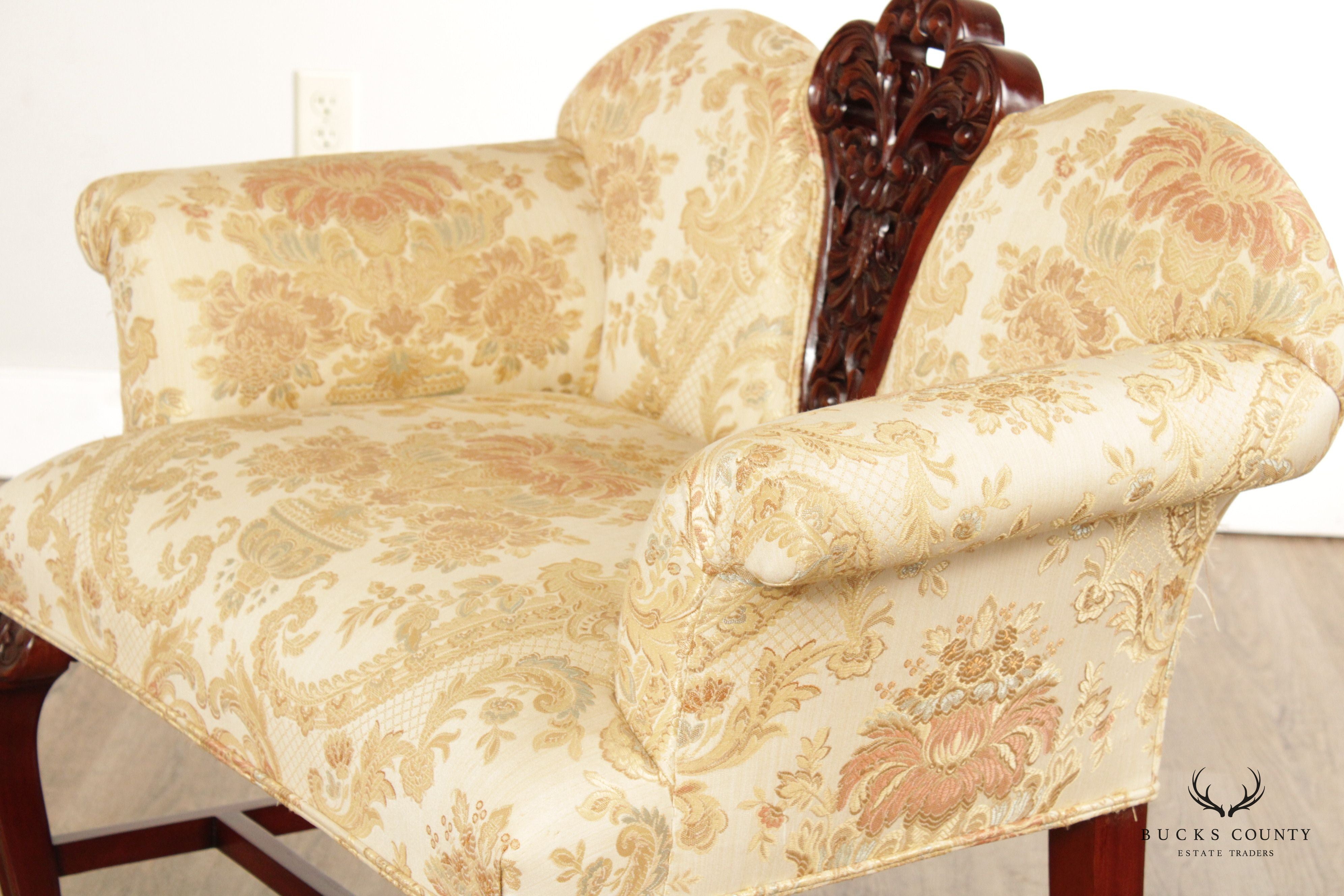 Quality French Victorian Style Custom Upholstered Petite Settee