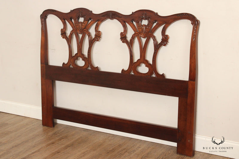 Chippendale Style Mahogany Queen Size Bed Headboard
