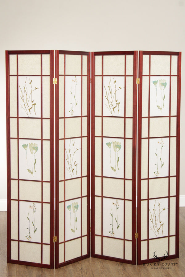 Japanese Style Four Panel Room Divider Shoji Screen