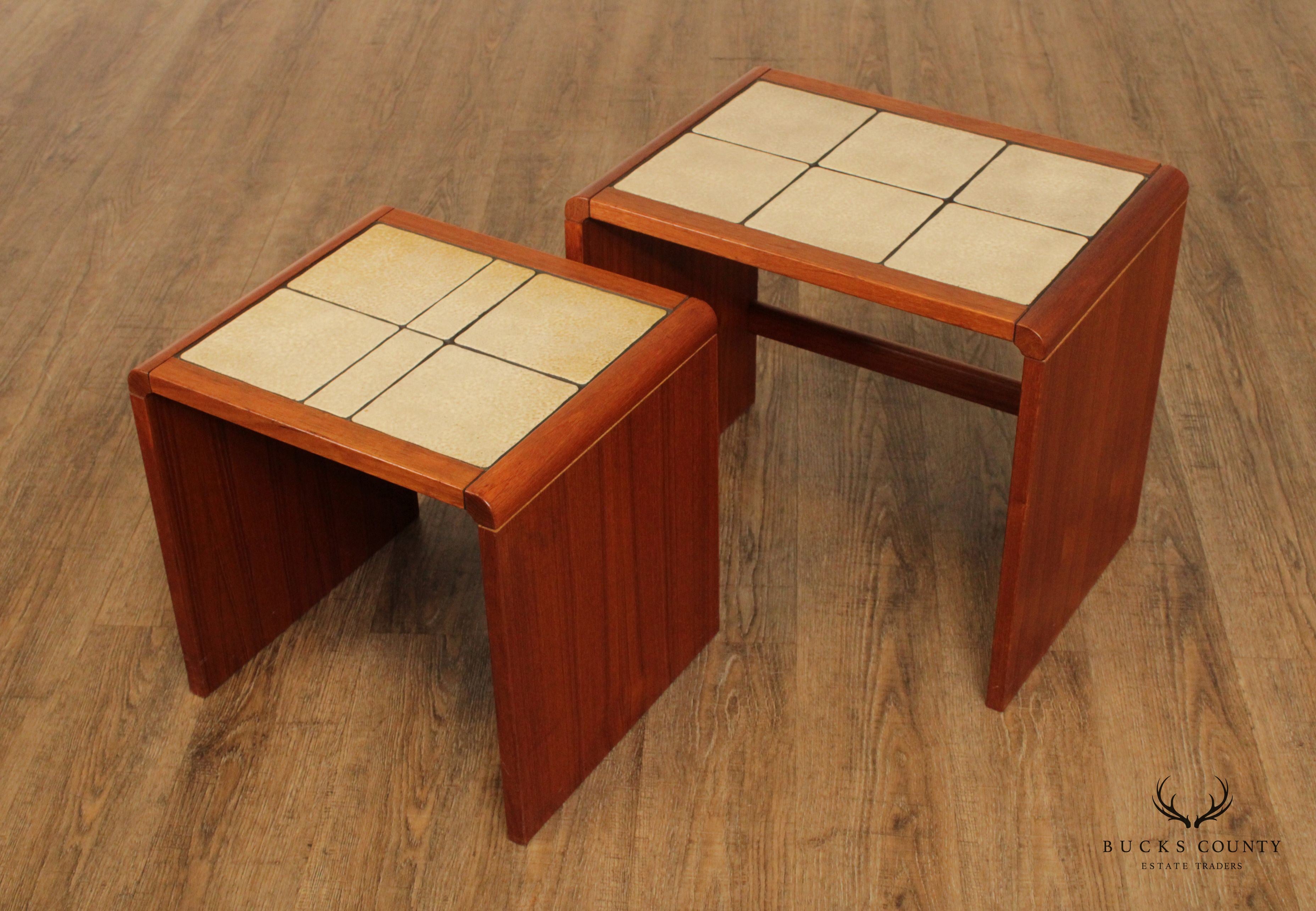 Mid Century Danish Modern Pair of Teak Nesting Tables