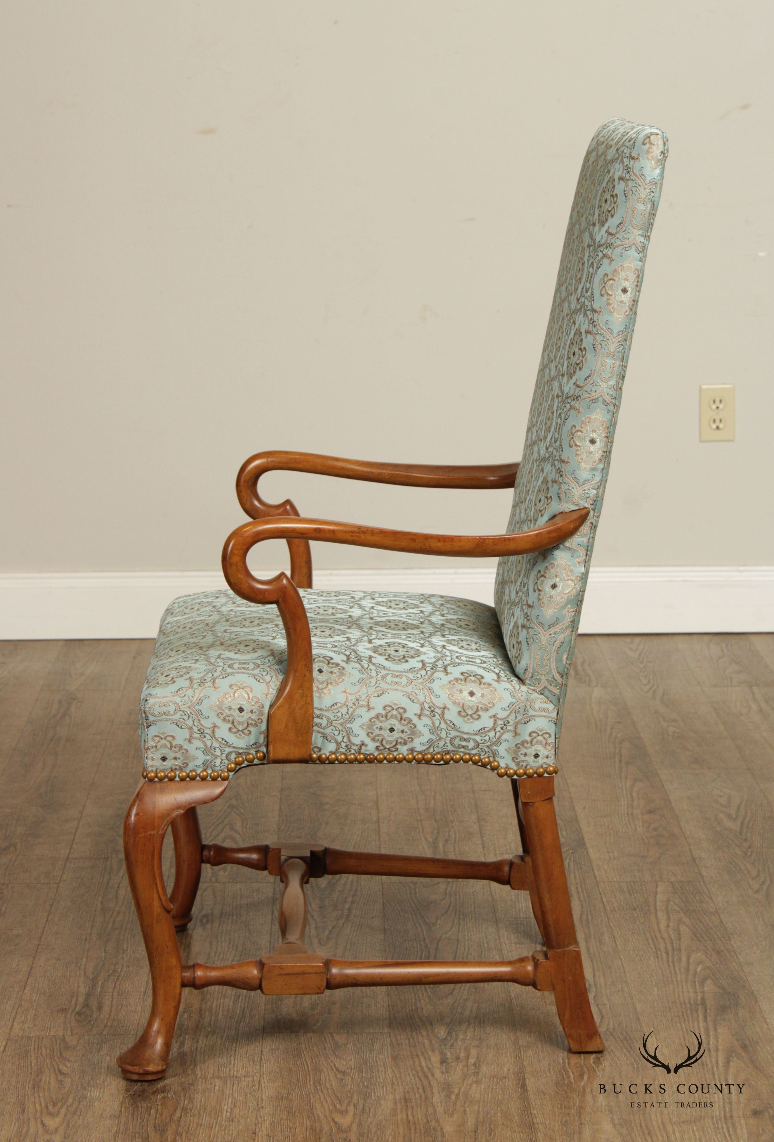 Baker Queen Anne Style Pair of Shepherd's Crook Armchairs