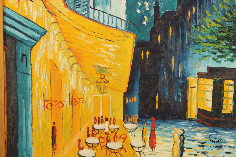 Vintage Impressionist 'Café Terrace at Night' Painting, After Vincent van Gogh