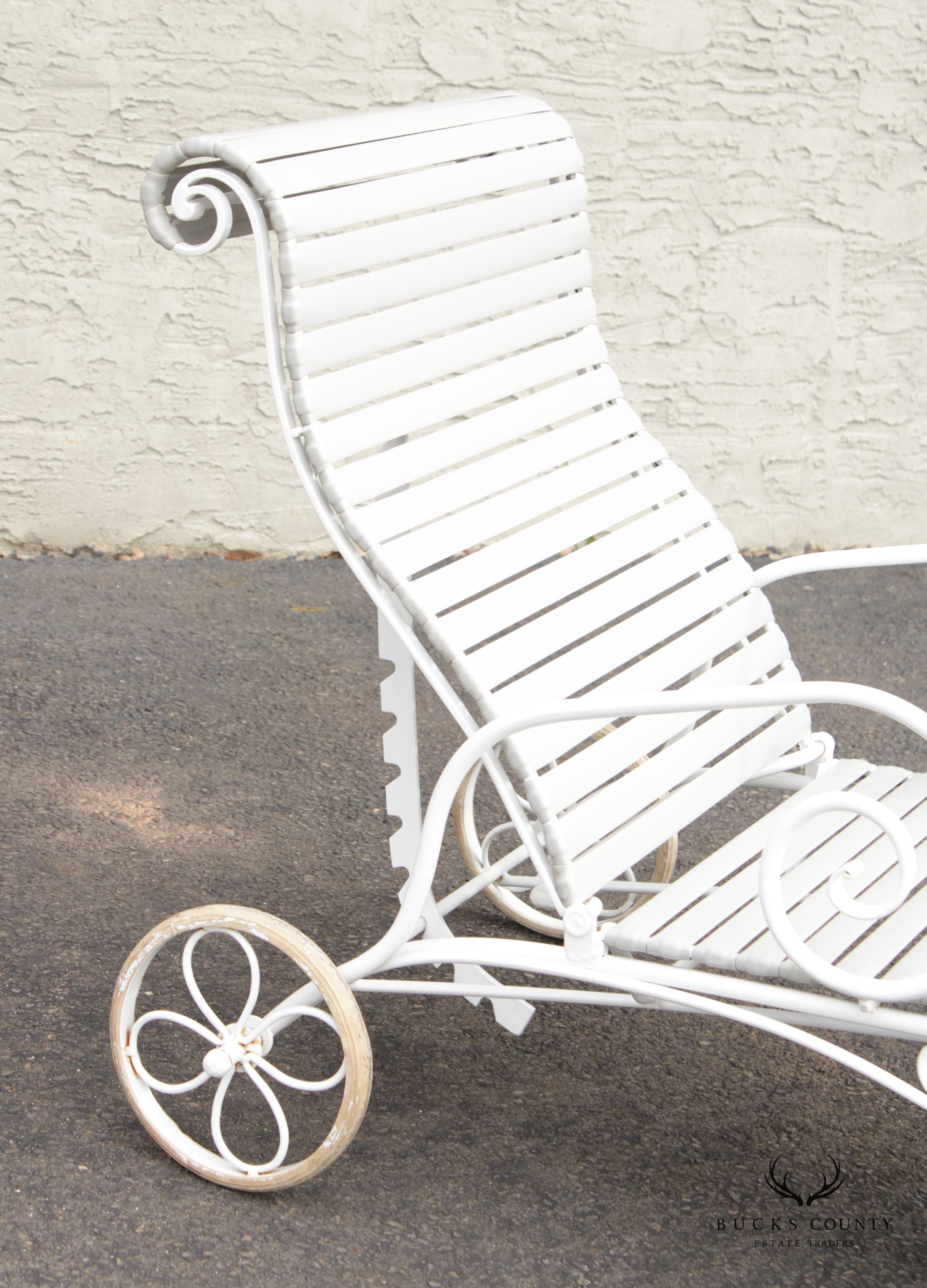 Vintage Scrolled Iron Pair of Patio Chaise Lounges (B)